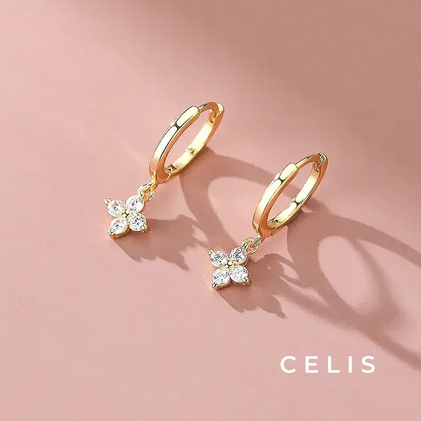 Flower Zirconia Hoop Earrings