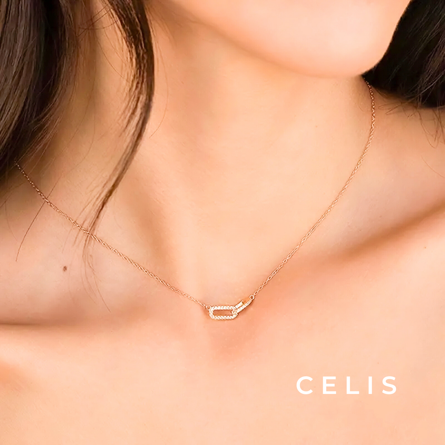 Double Ring Zirconia Necklace
