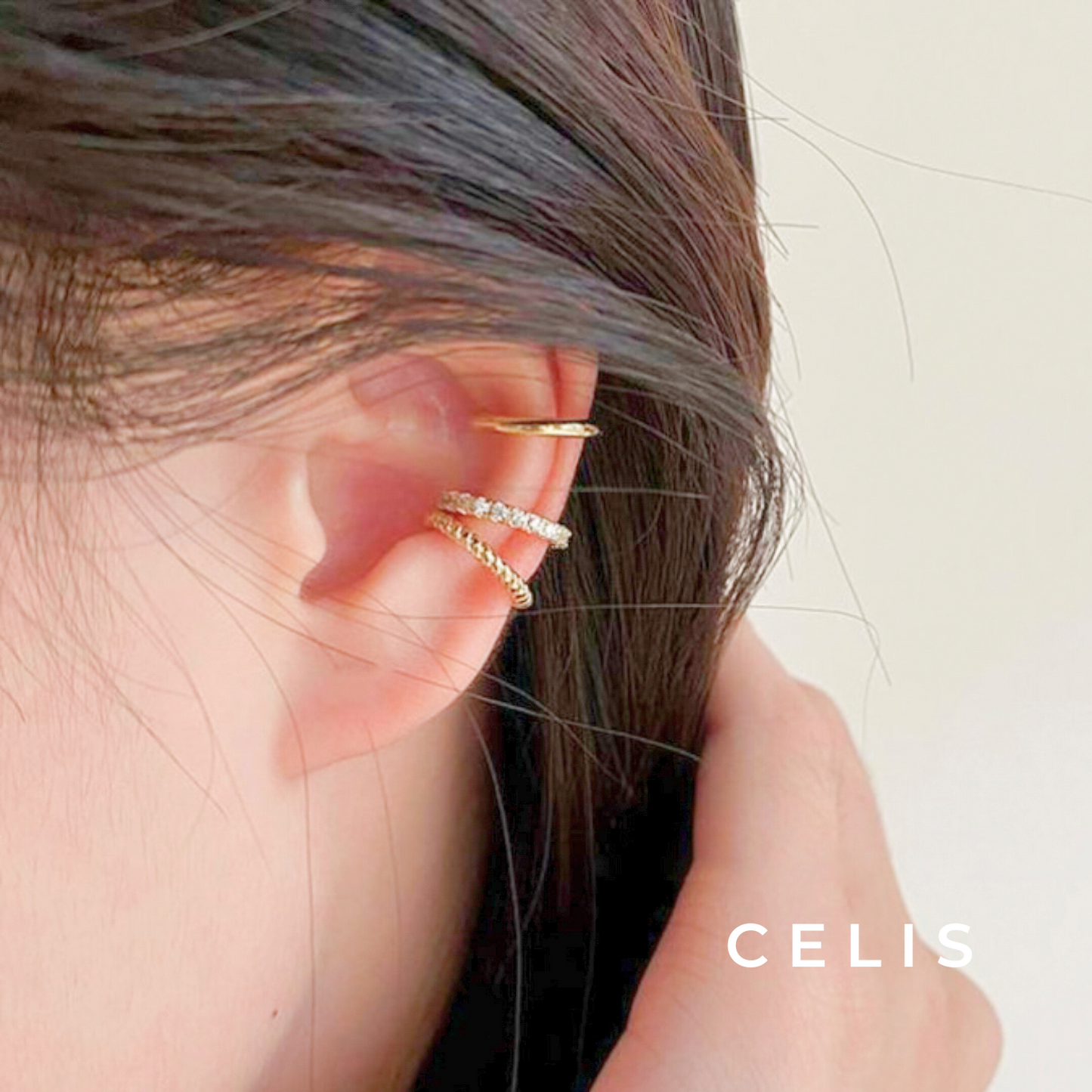 Simple Hoop Ear Cuff 3 Piece Set