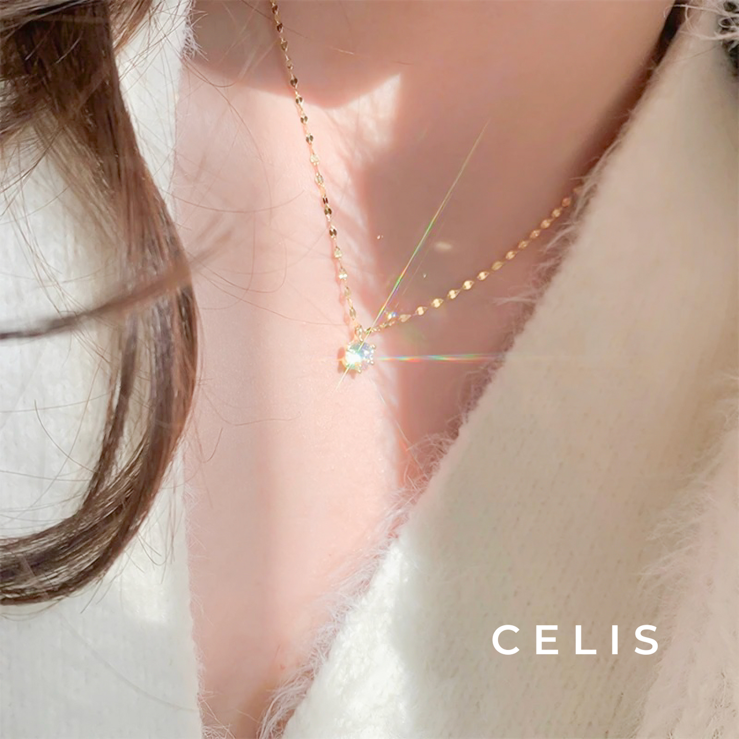 Zirconia Petal Chain Necklace