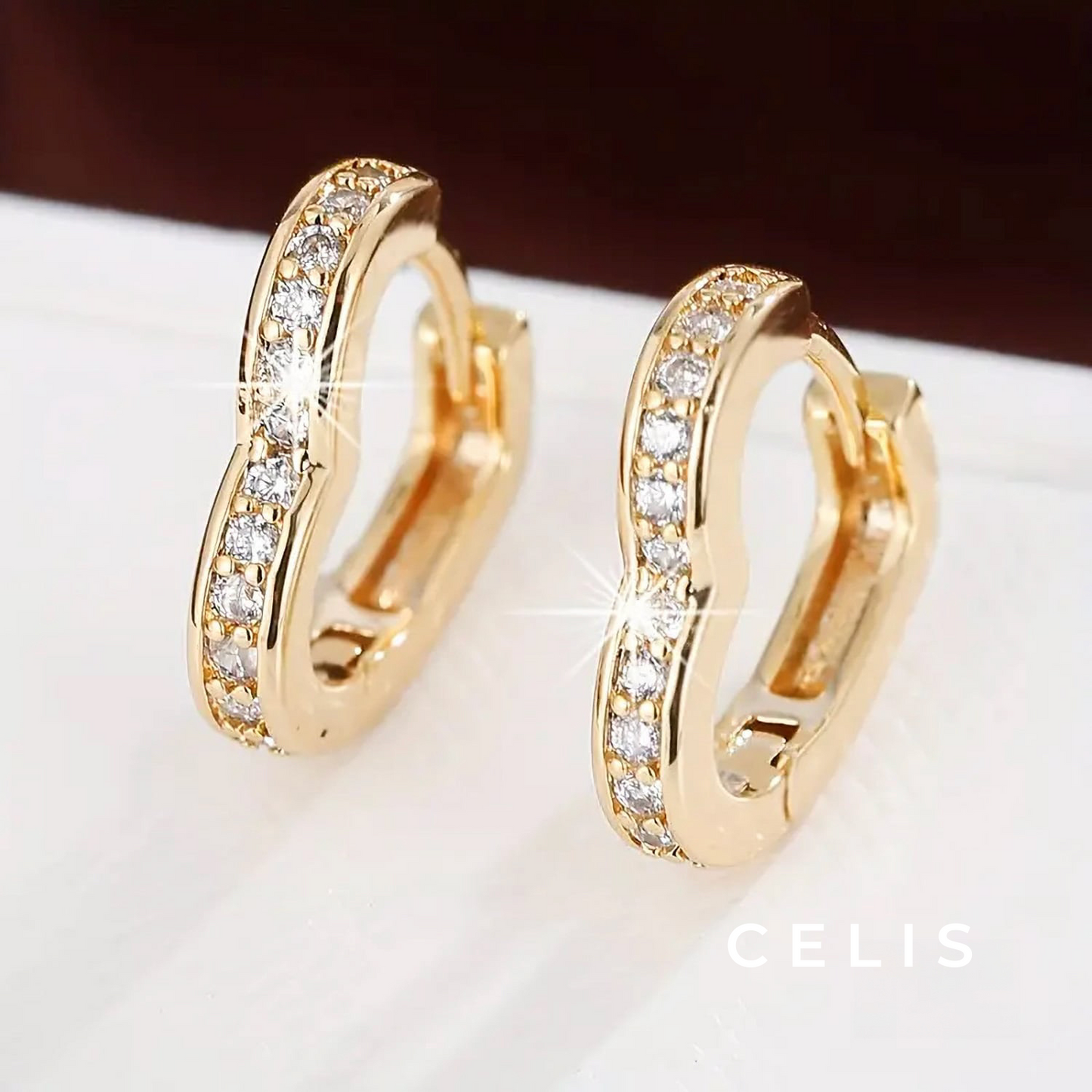 Heart Zirconia Hoop Earrings