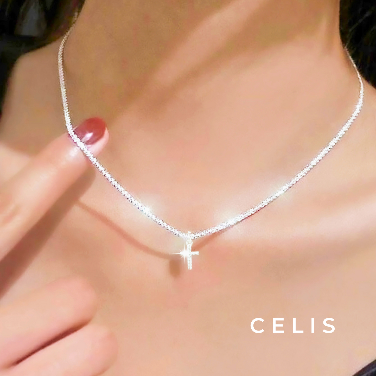 Diamond Cut Chain Cross Necklace