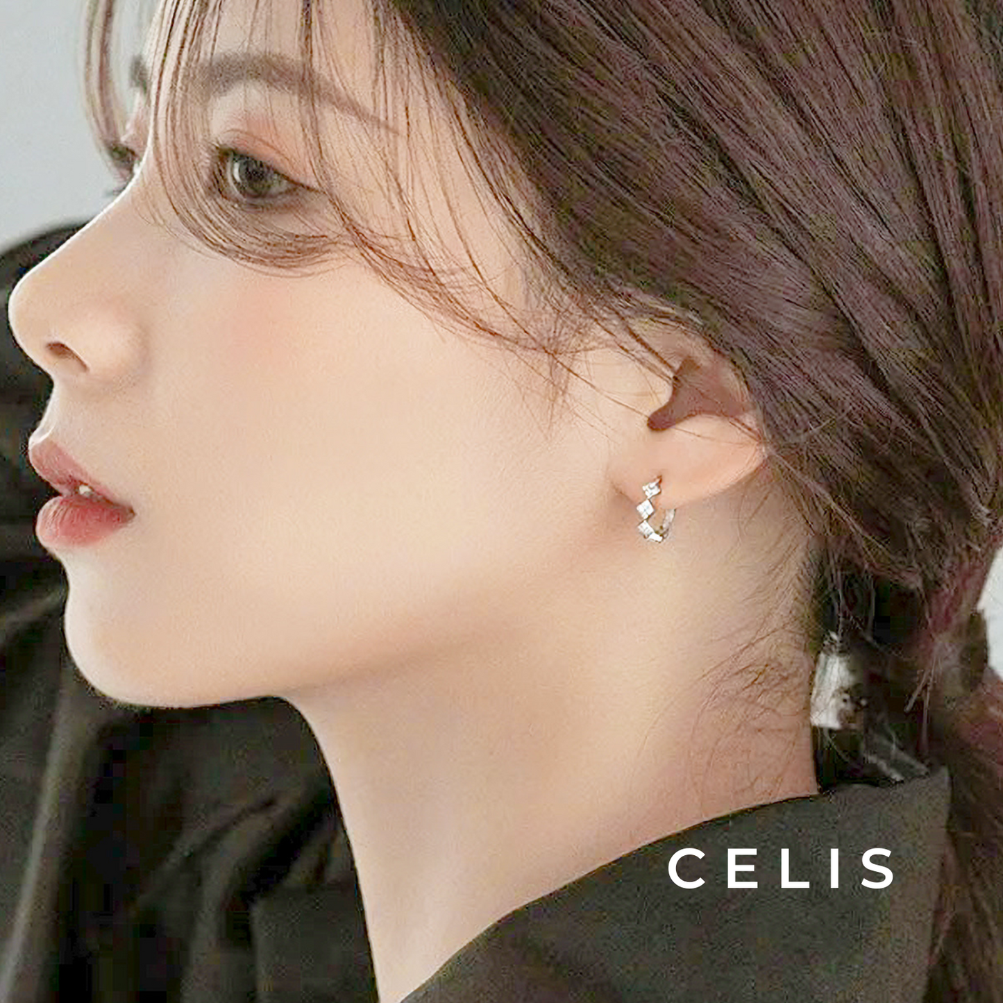 Square Zirconia Hoop Earrings