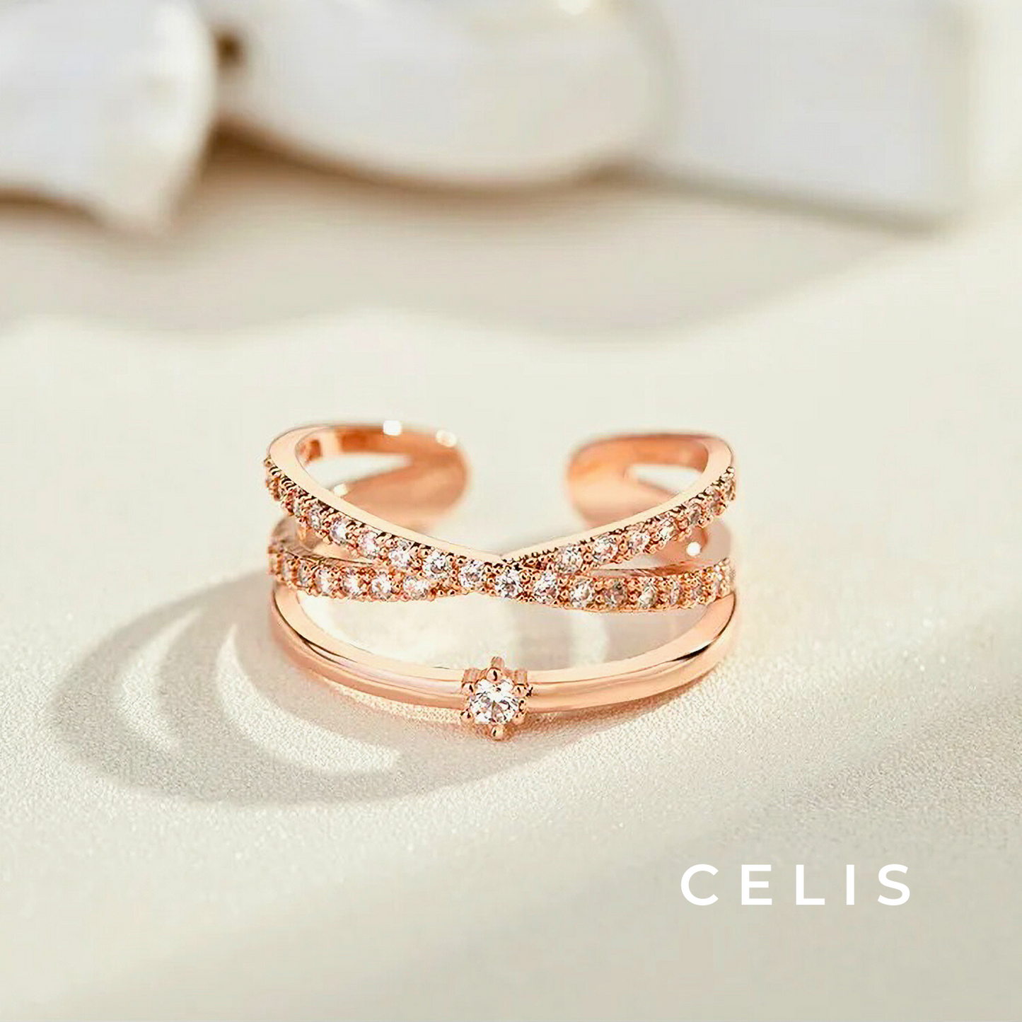 Cross Glitter Zirconia Ring