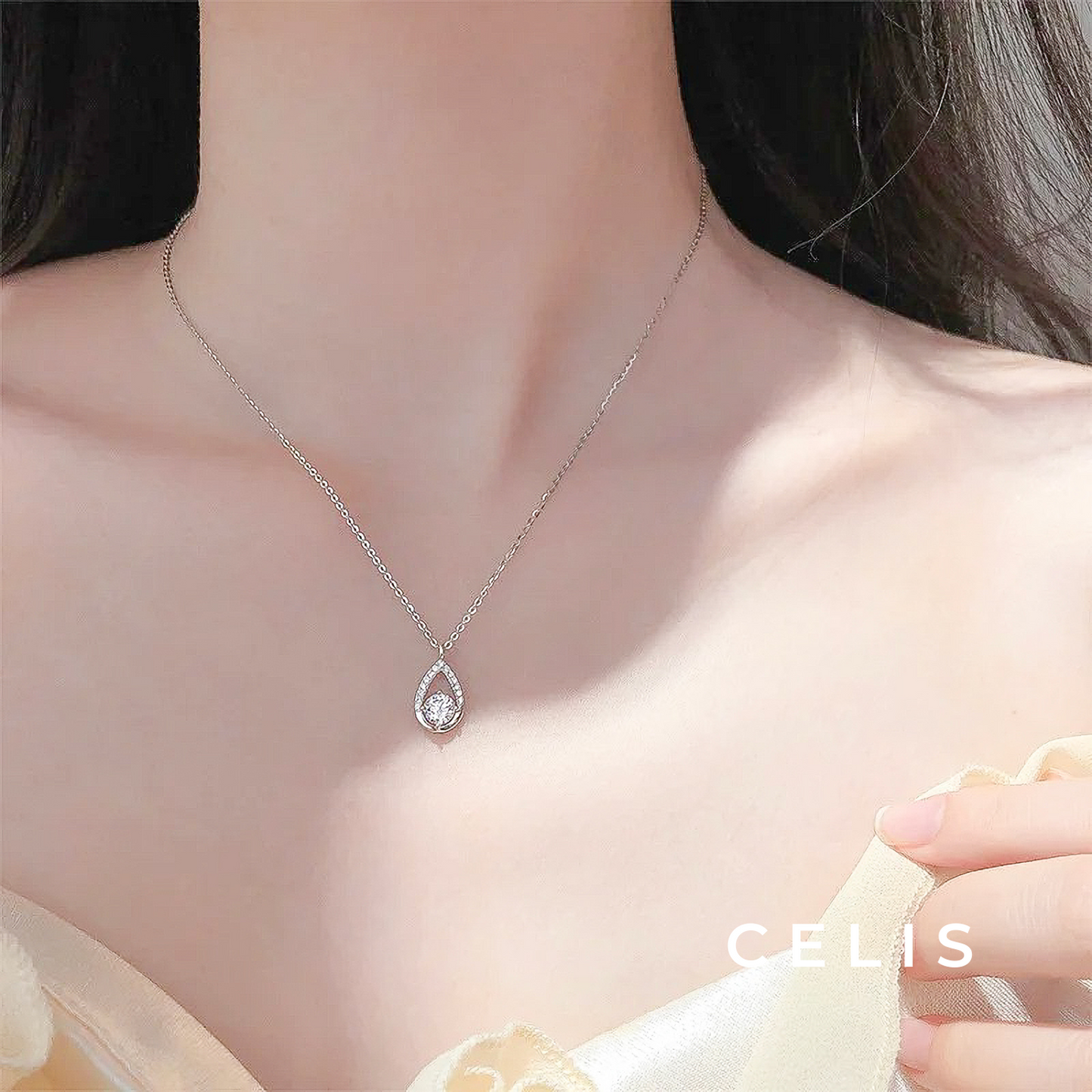 Zirconia Circle Drop Necklace
