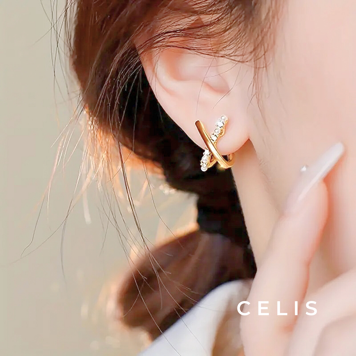 Dual Line Zirconia Pearl Earrings