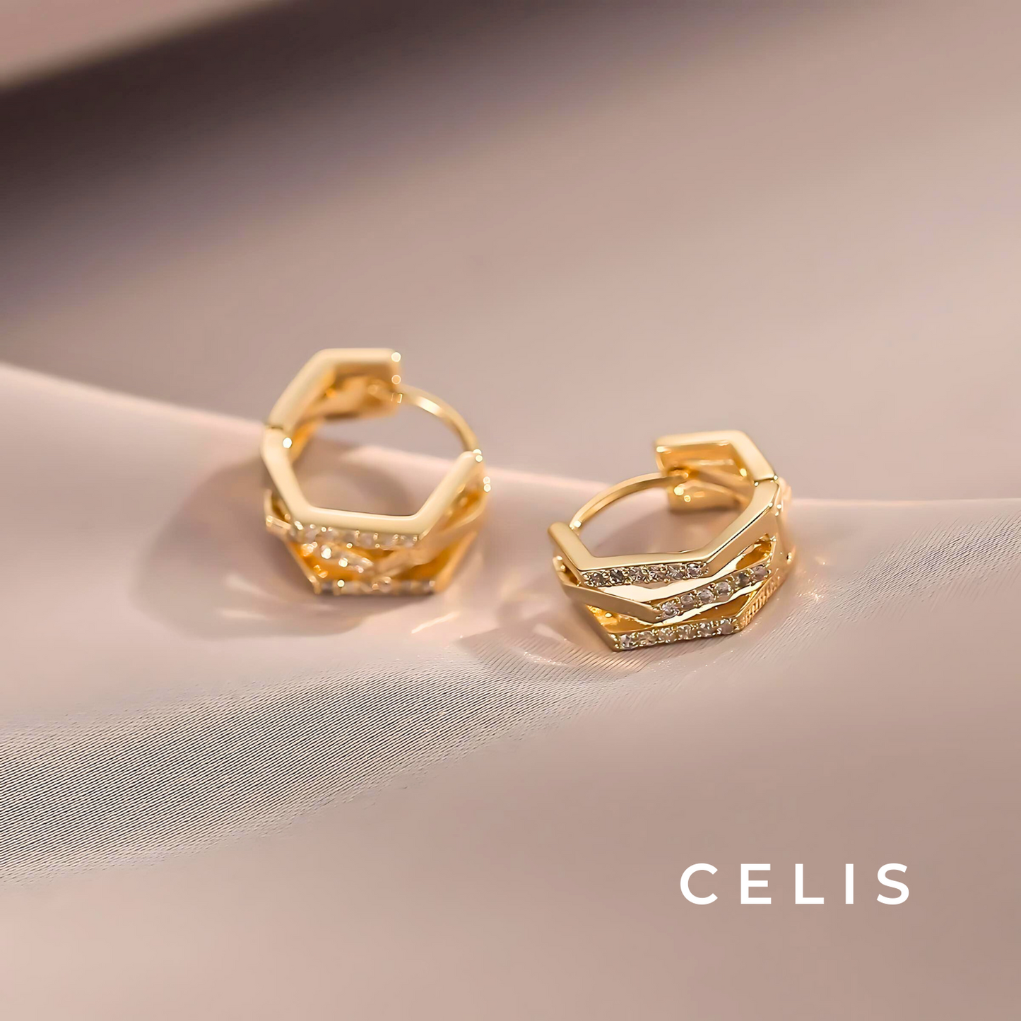 Zirconia Layered Hoop Earrings