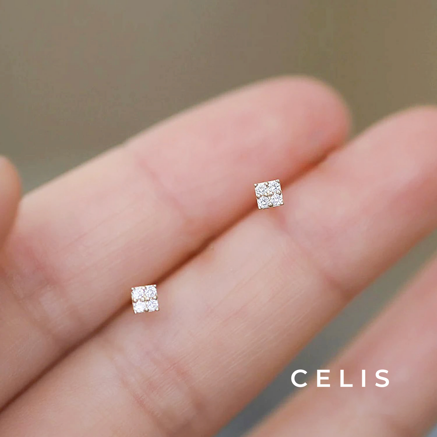 Minimal Zirconia Square Earrings