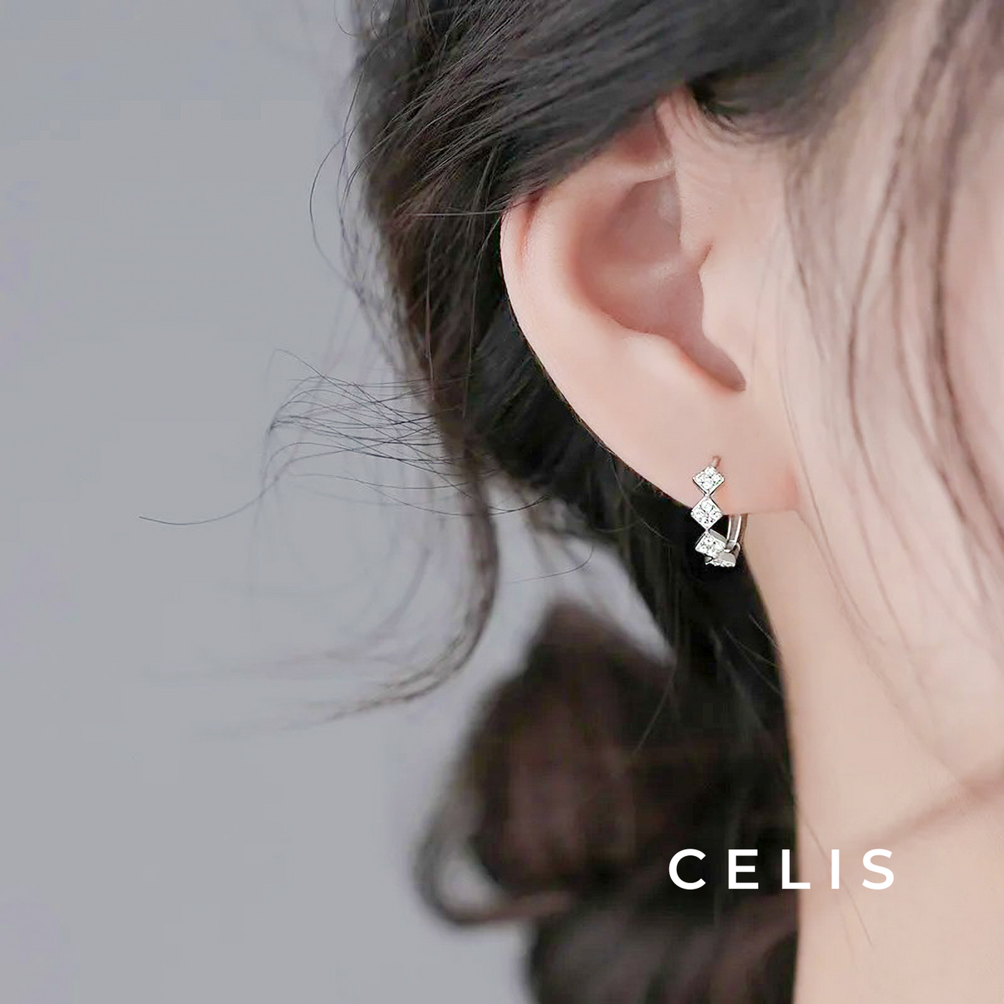 Square Zirconia Hoop Earrings