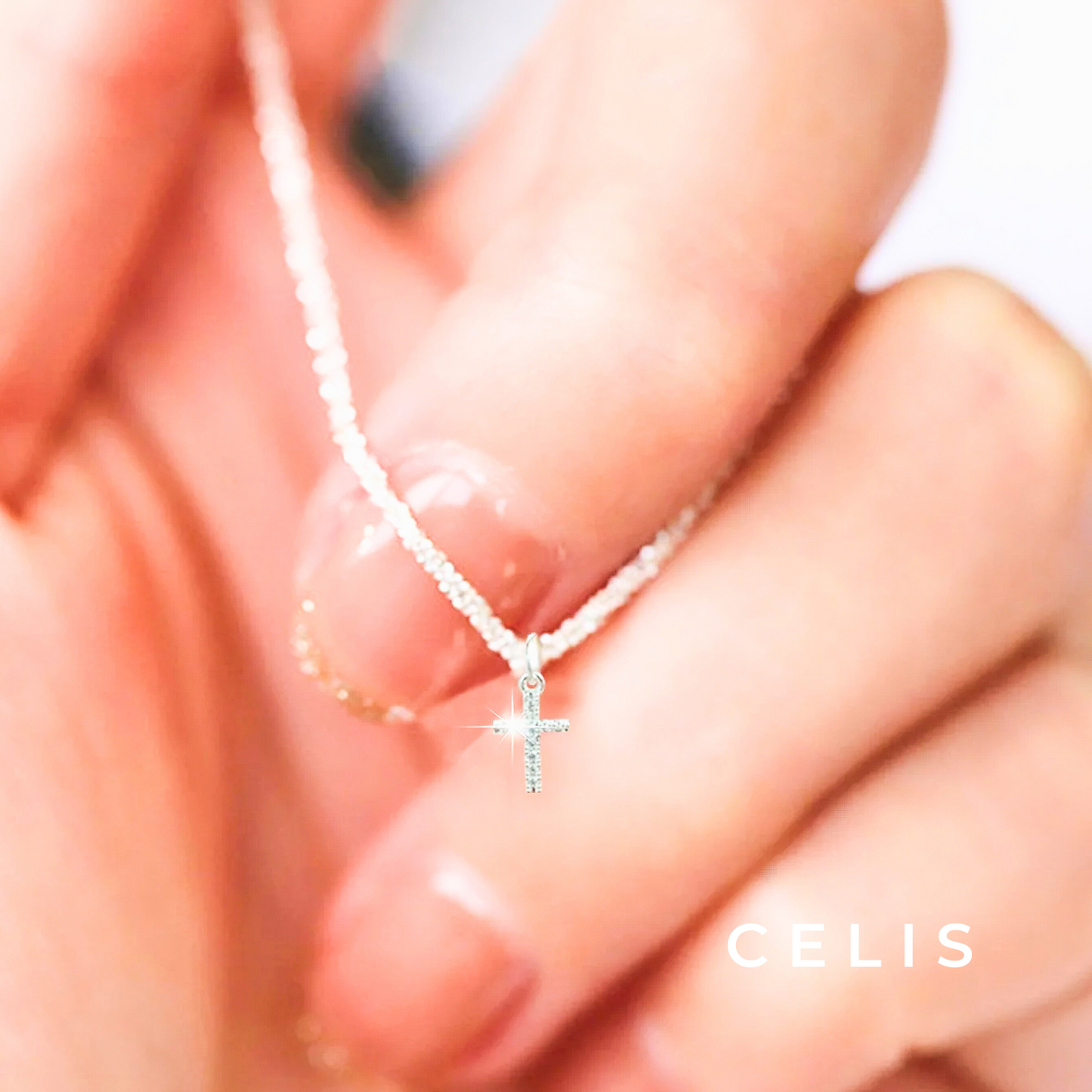 Diamond Cut Chain Cross Necklace