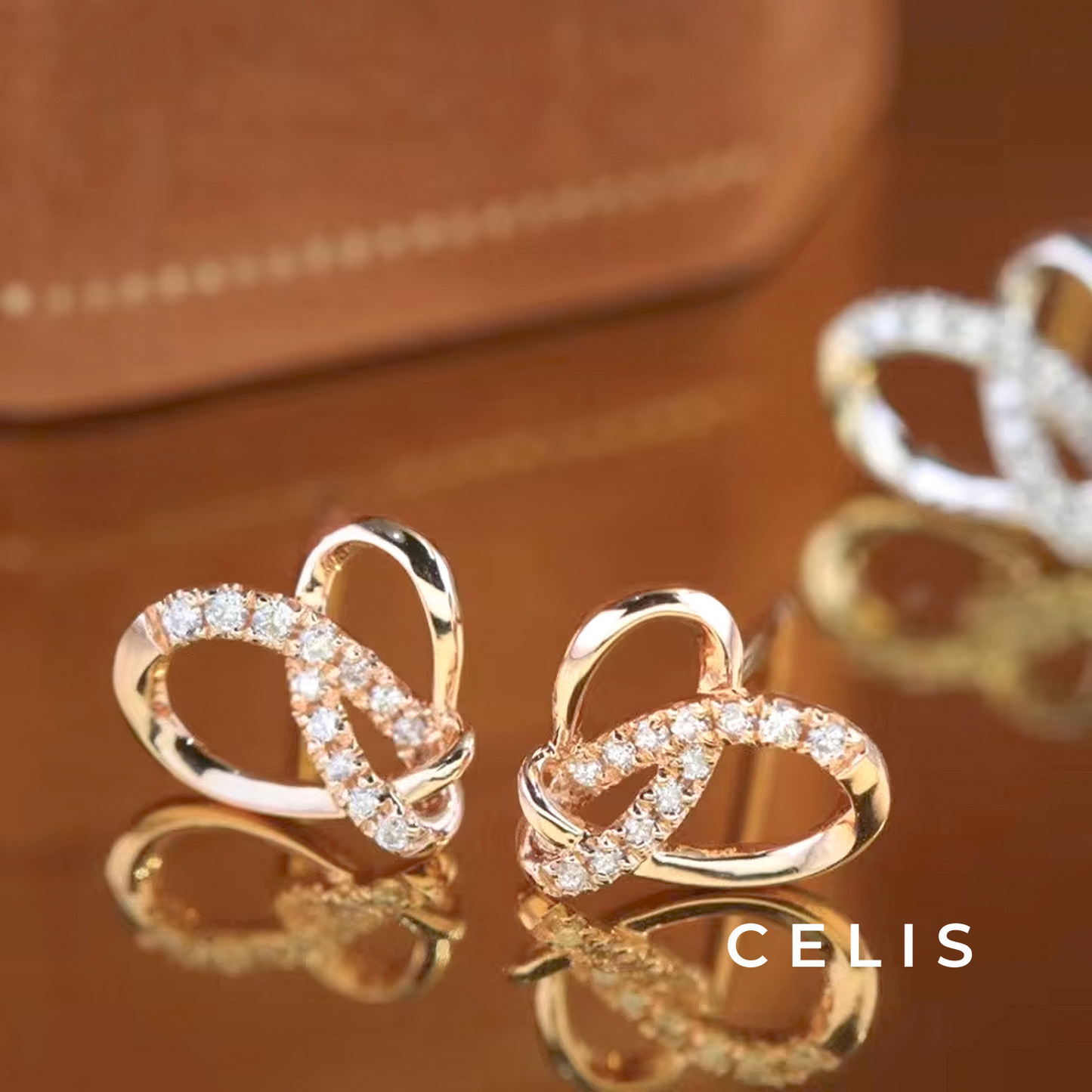 Twisted Heart Zirconia Earrings