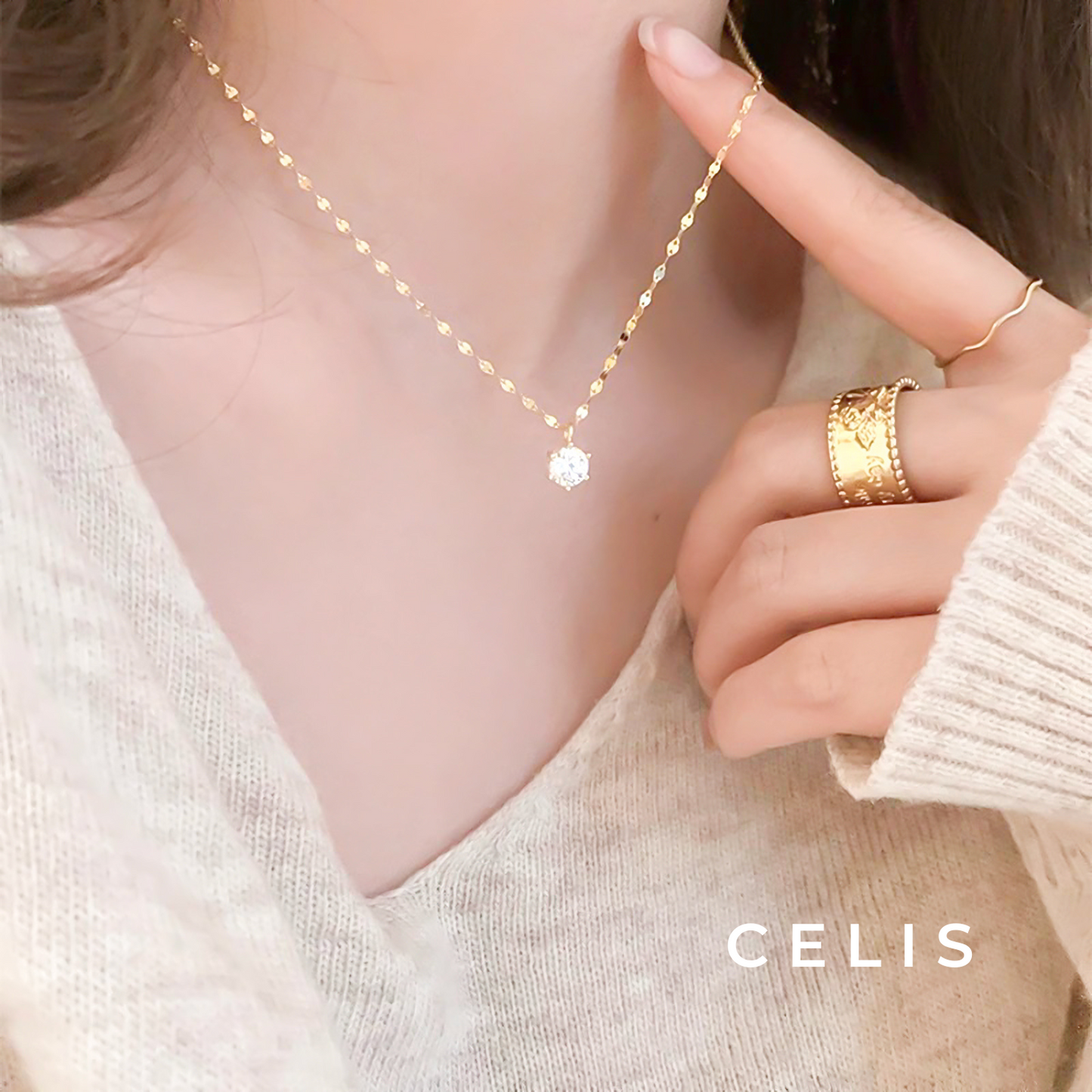 Zirconia Petal Chain Necklace