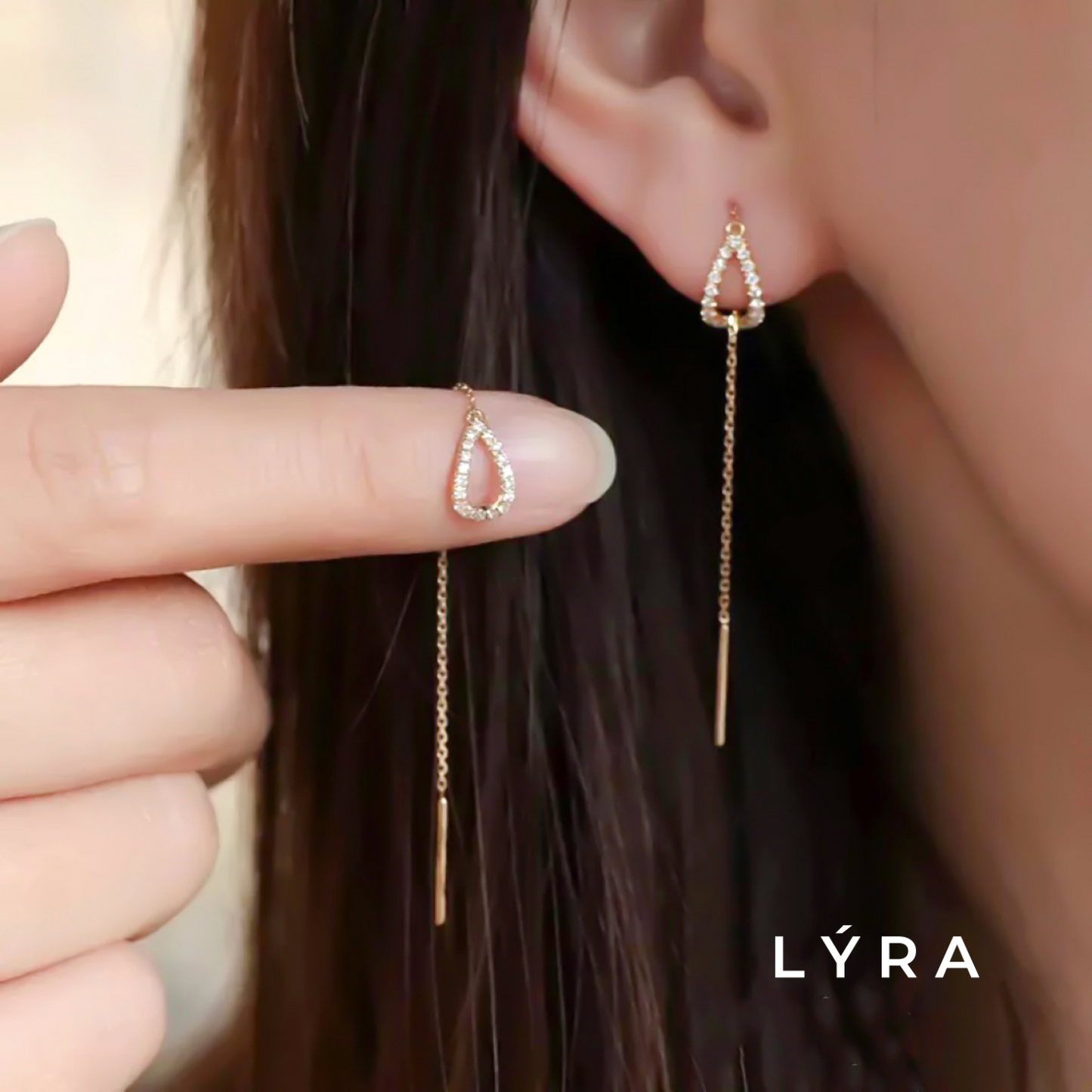 Zirconia Tassel Chain Earrings