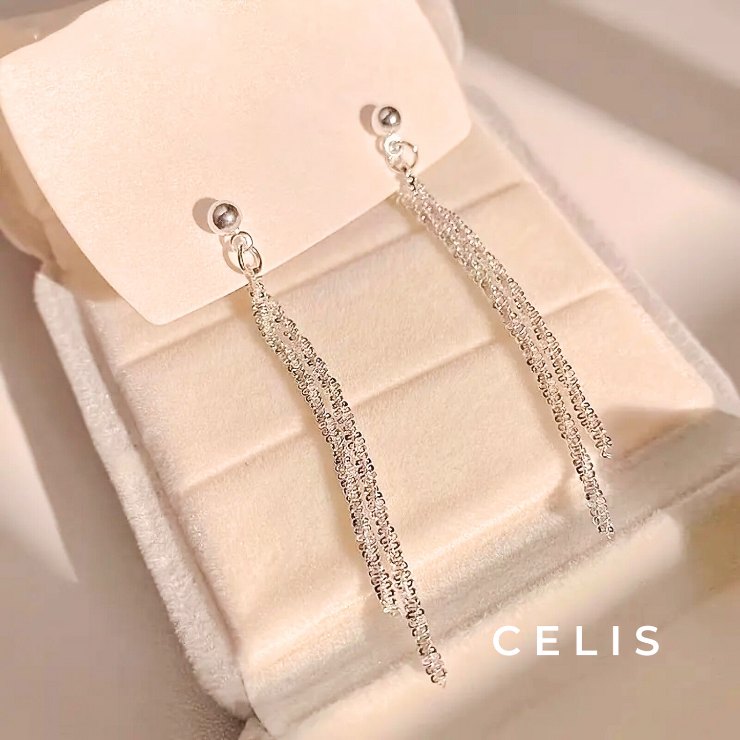 Diamond Cut Tassel Chain Earrings