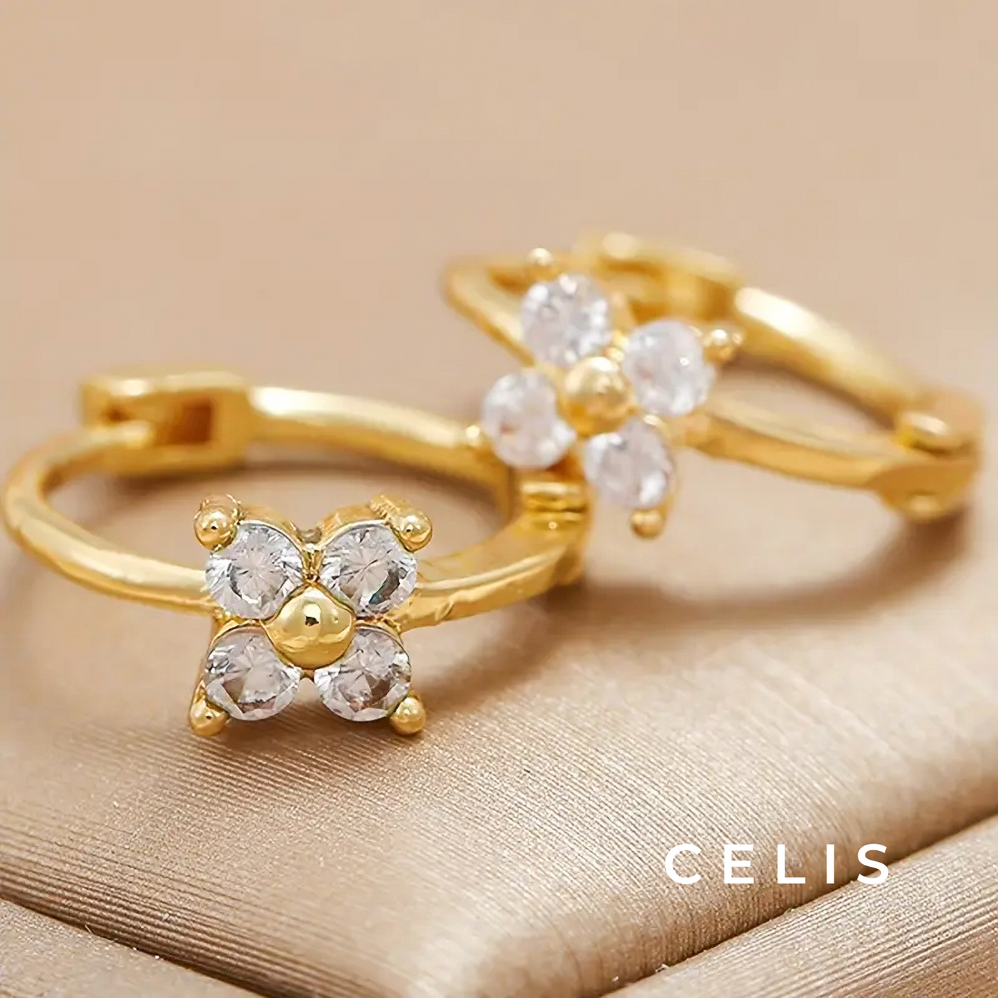 Daisy Drop Hoop Earrings