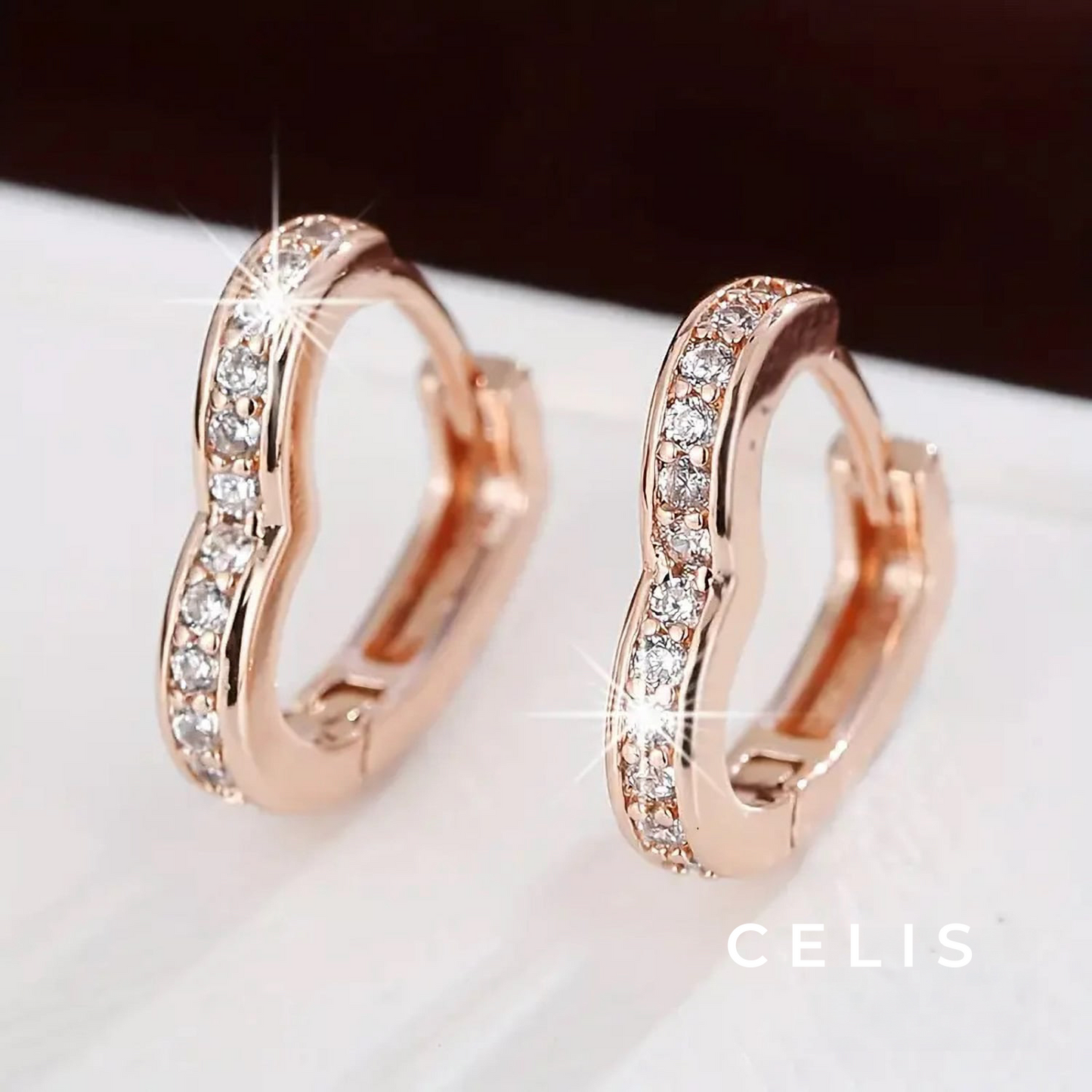 Heart Zirconia Hoop Earrings