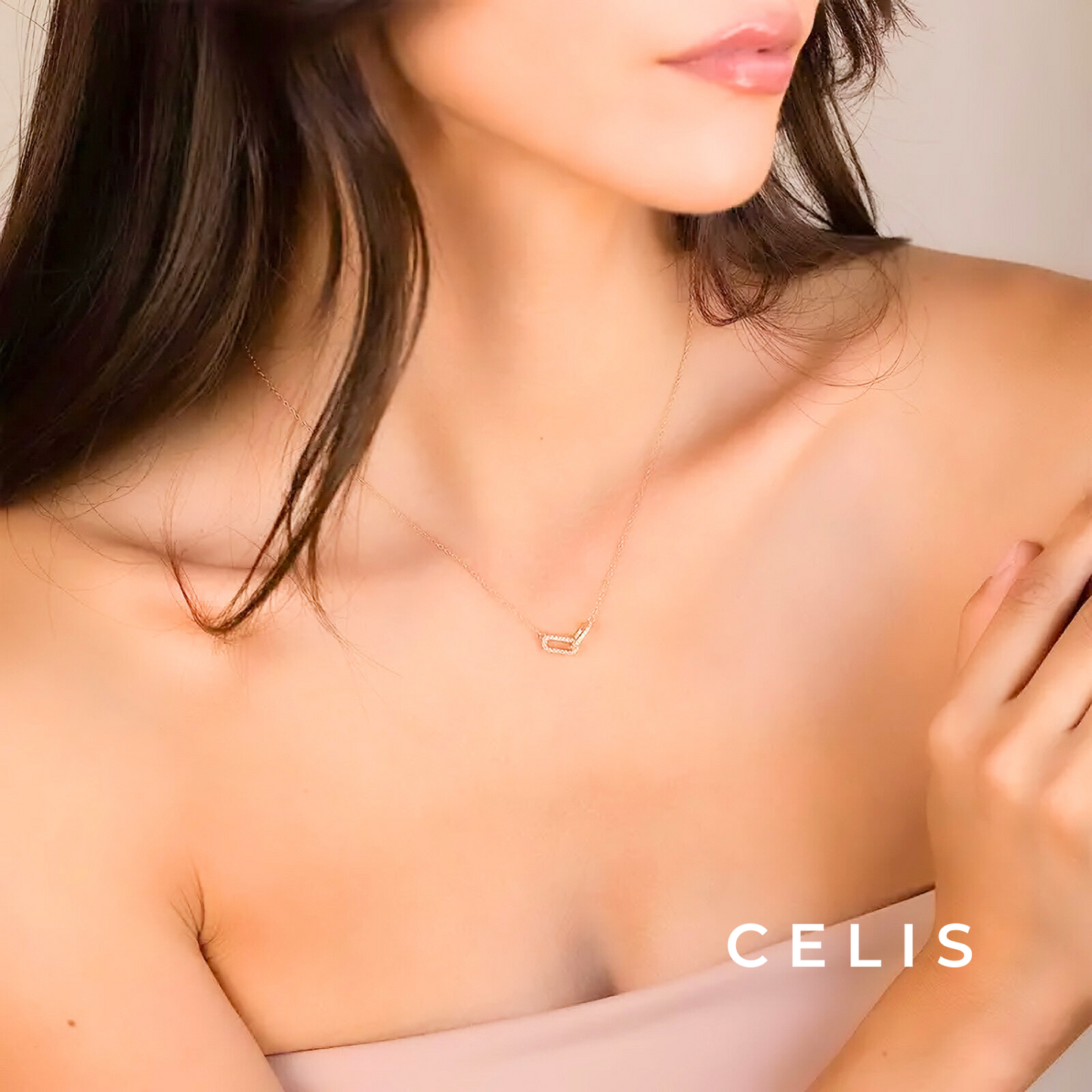 Double Ring Zirconia Necklace