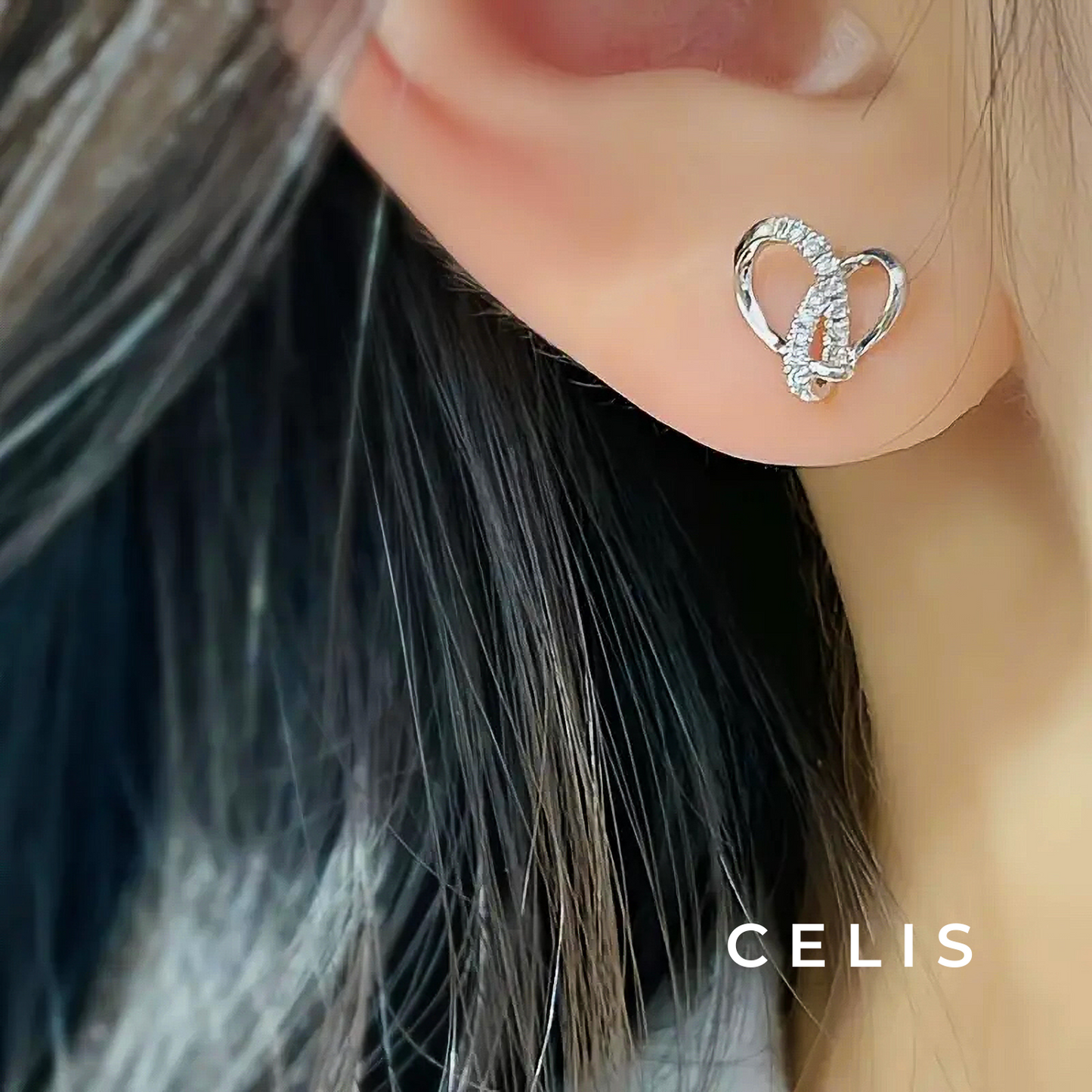 Twisted Heart Zirconia Earrings