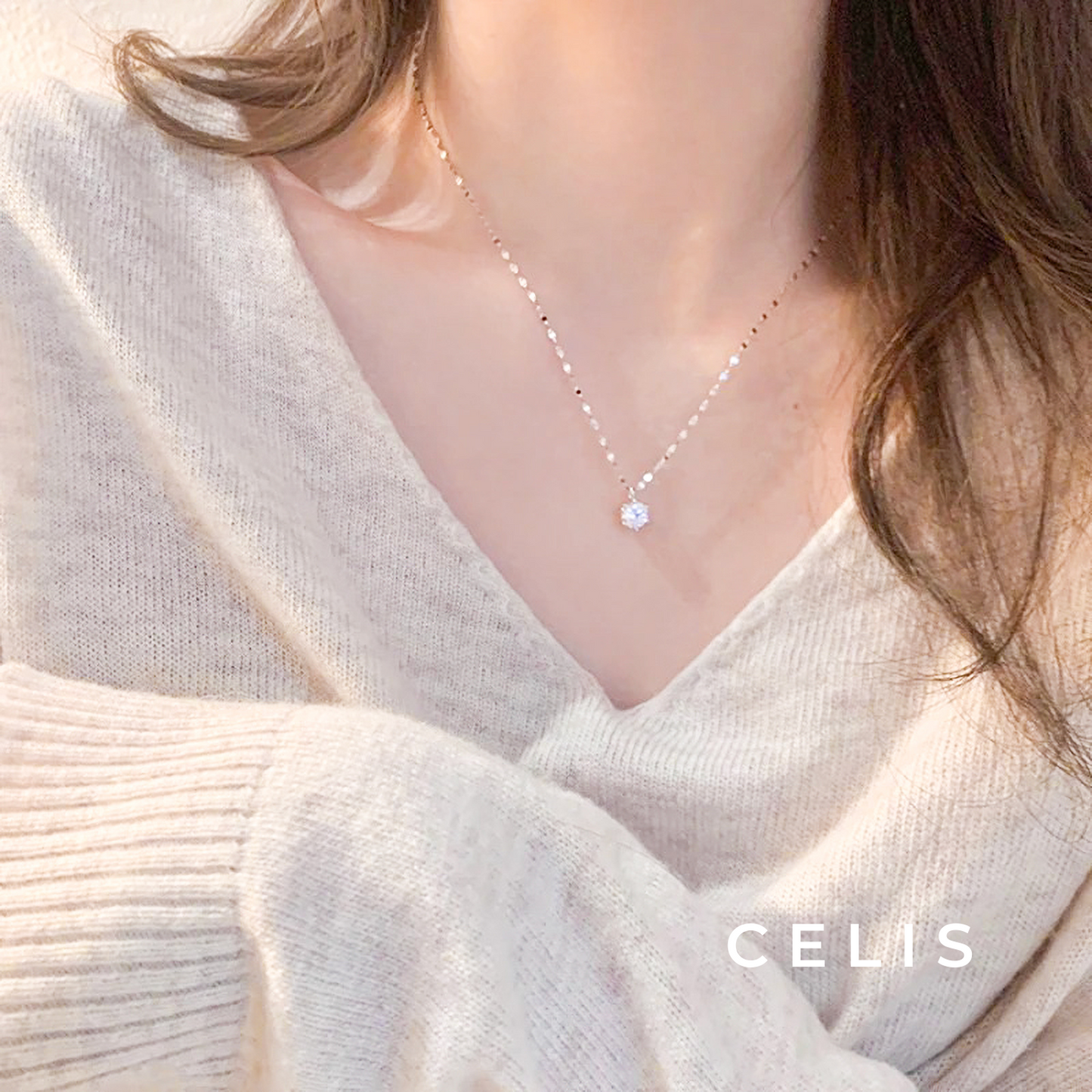 Zirconia Petal Chain Necklace
