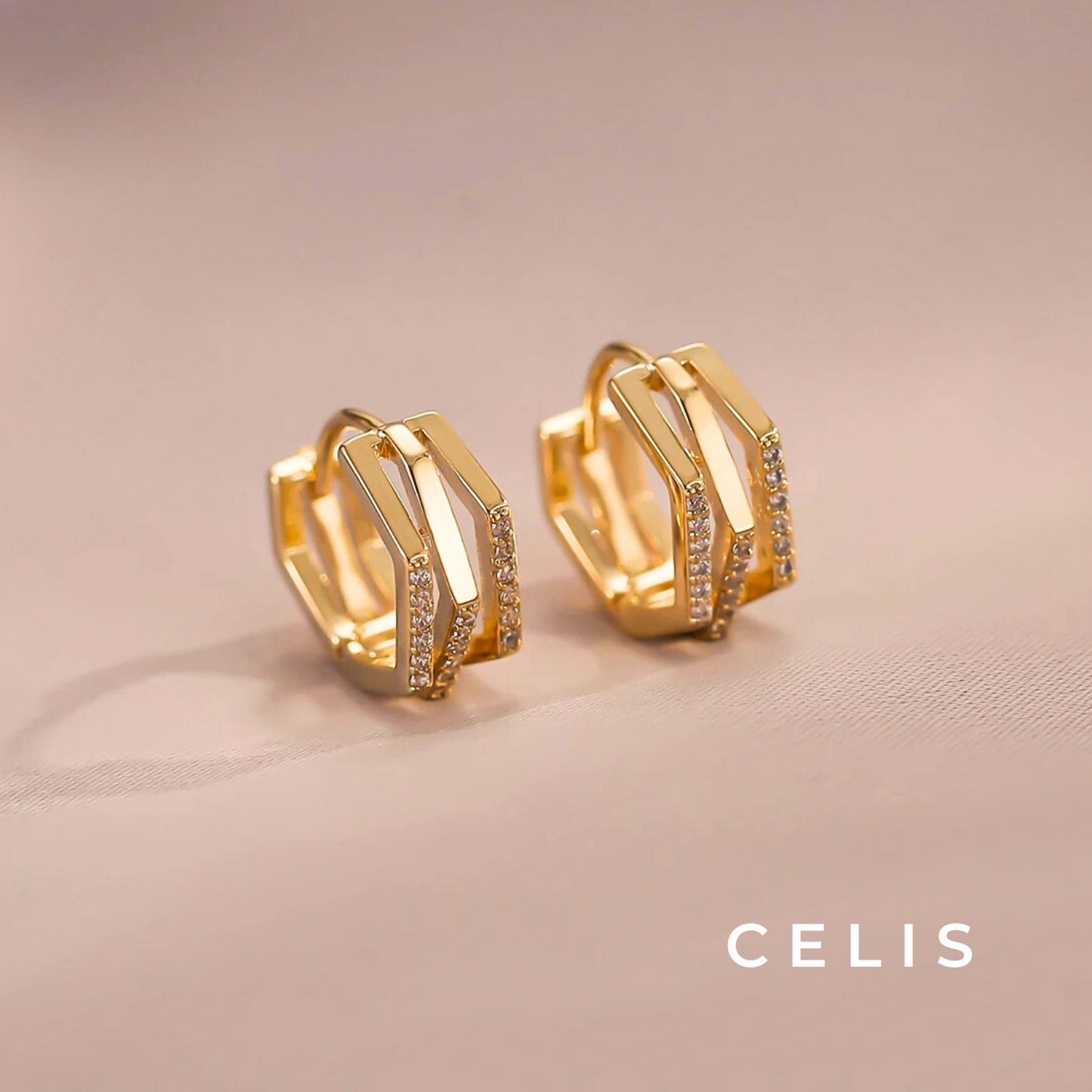 Zirconia Layered Hoop Earrings