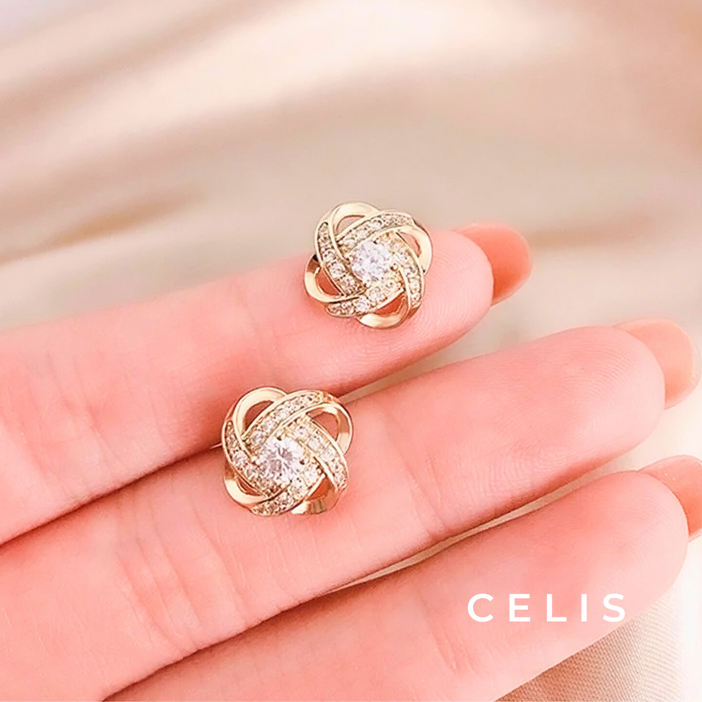Zirconia Radiance Knot Earrings