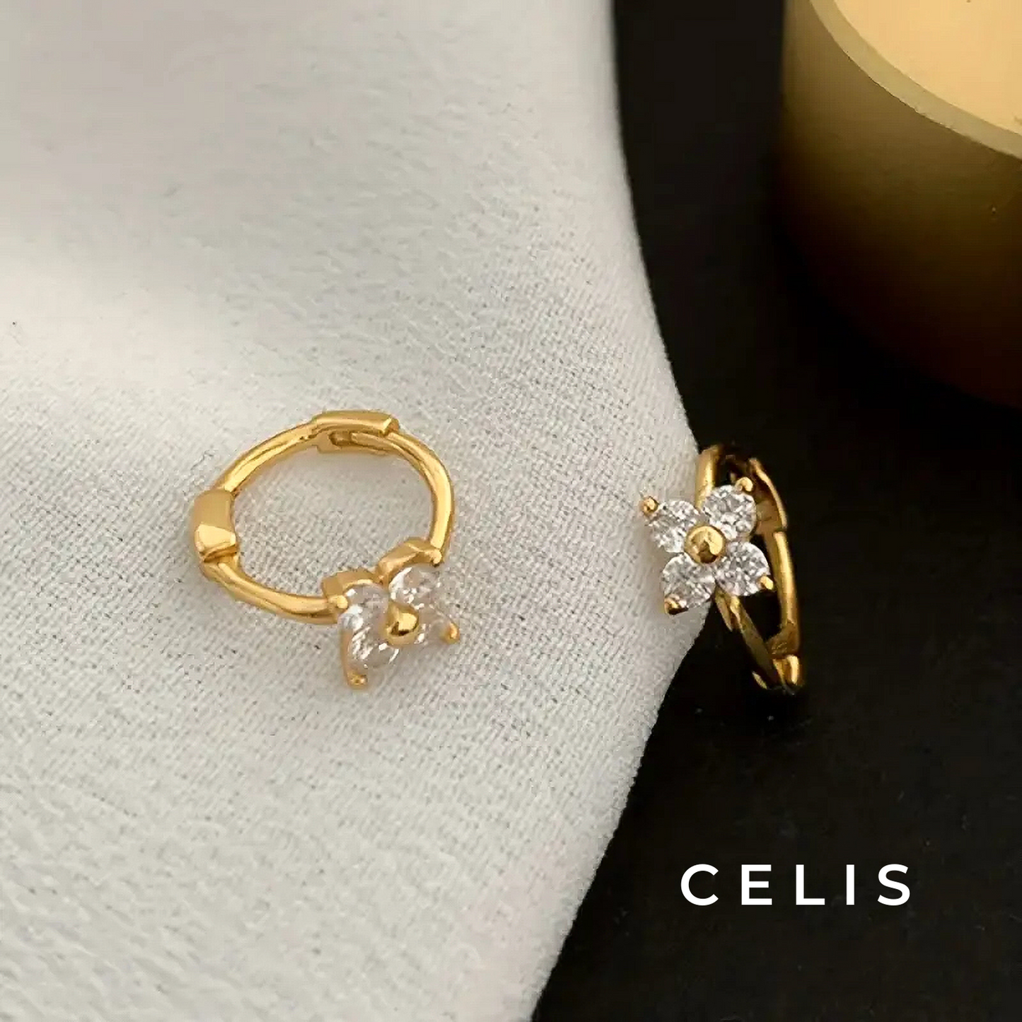 Daisy Drop Hoop Earrings