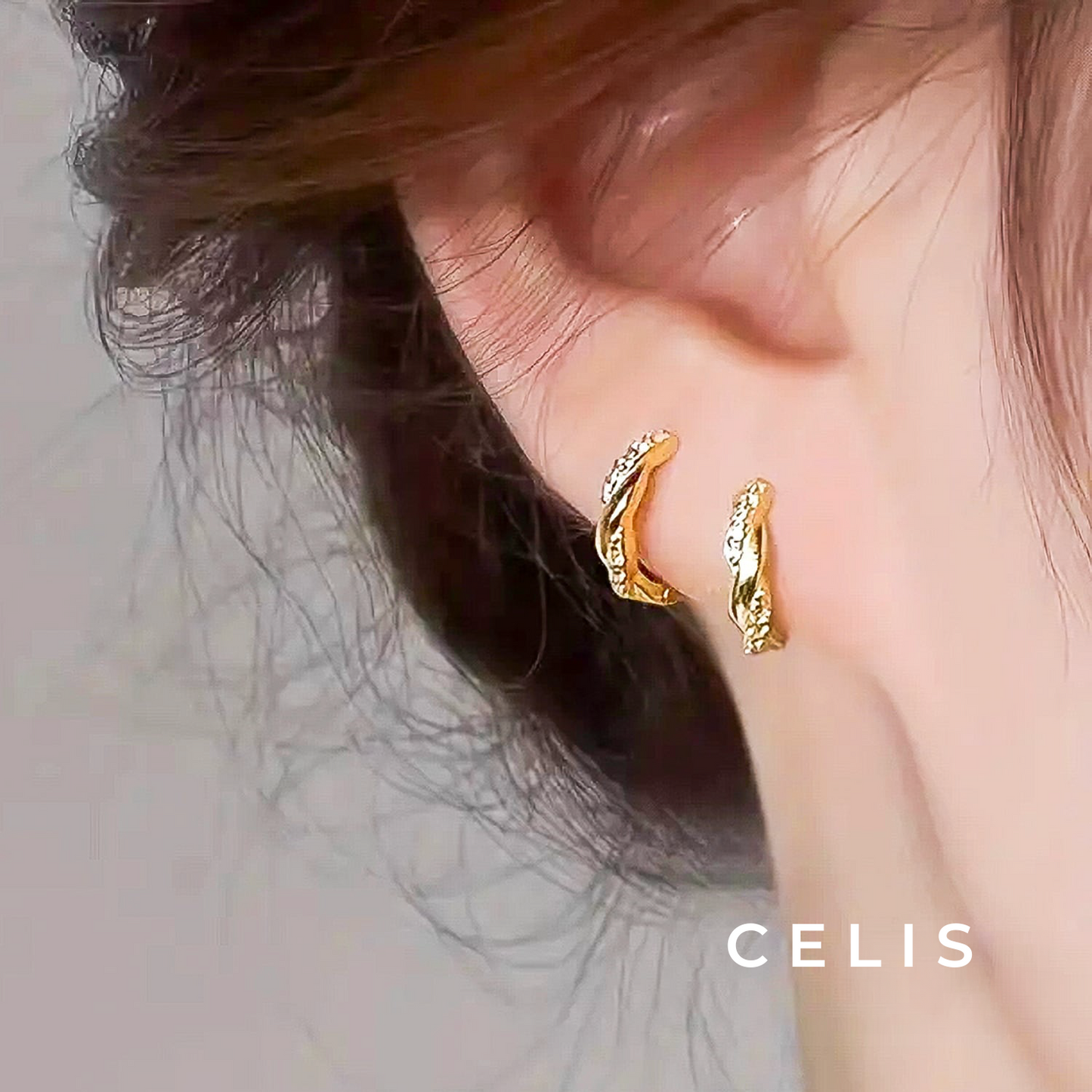 【Limited Item】 Twisted Zirconia Earrings