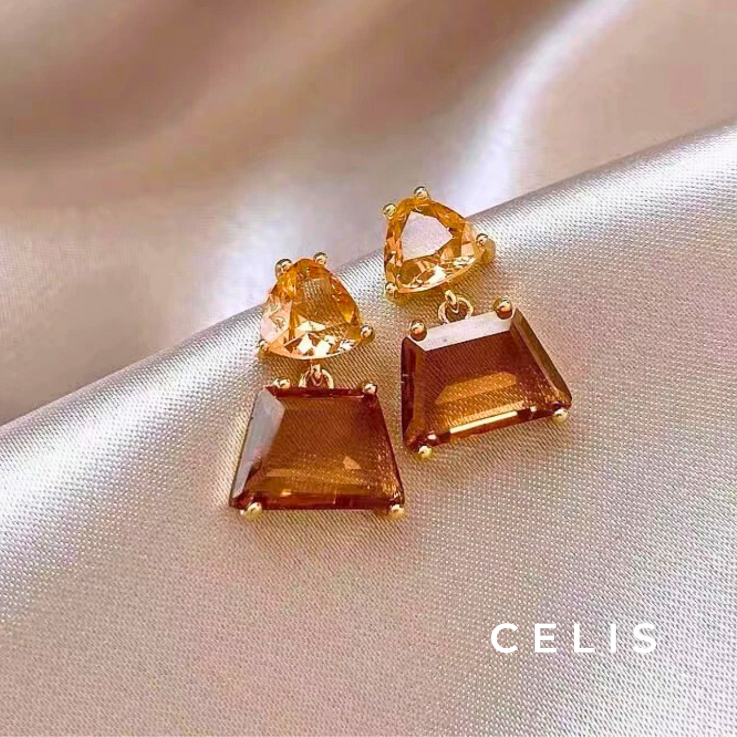 Brown Zirconia Earrings