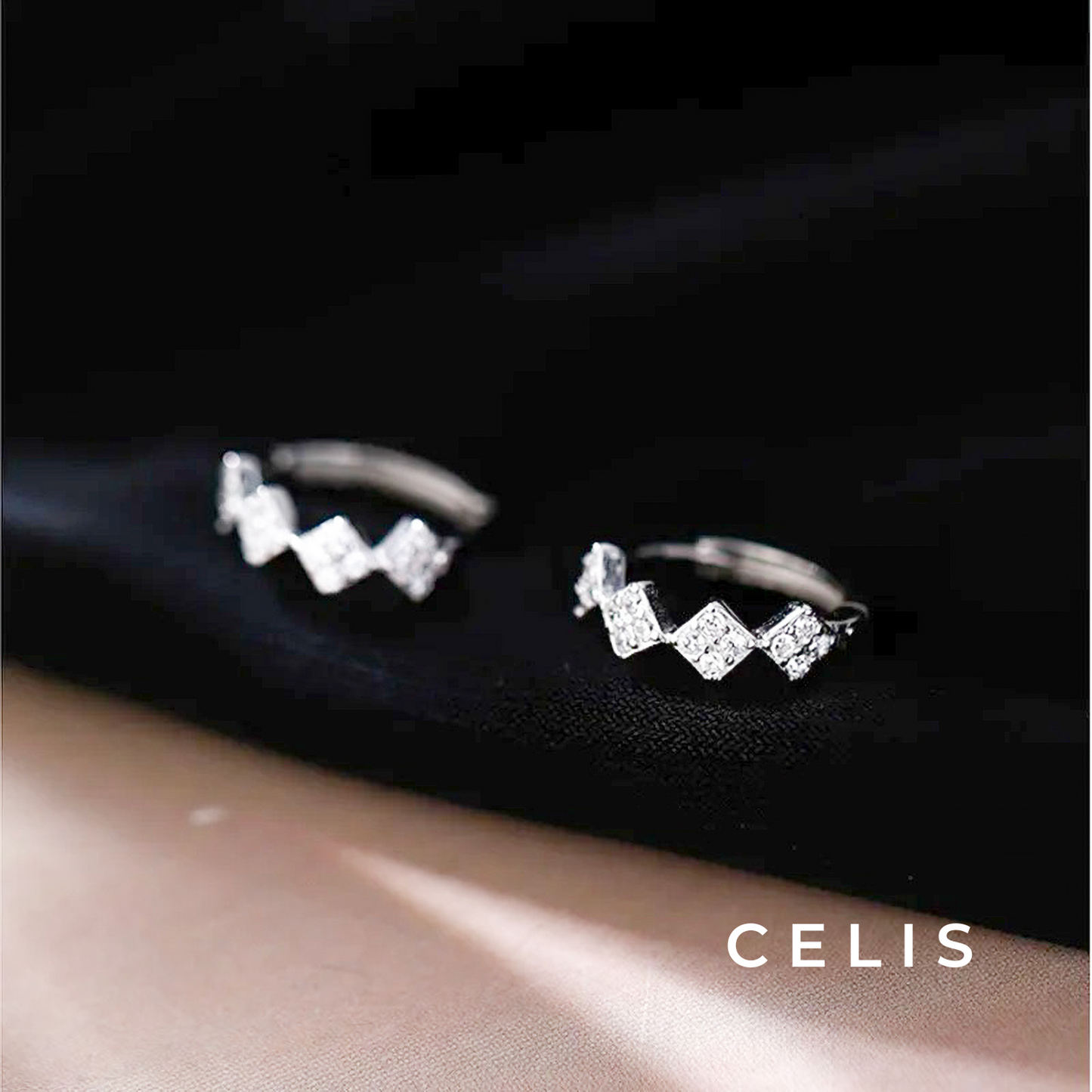 Square Zirconia Hoop Earrings