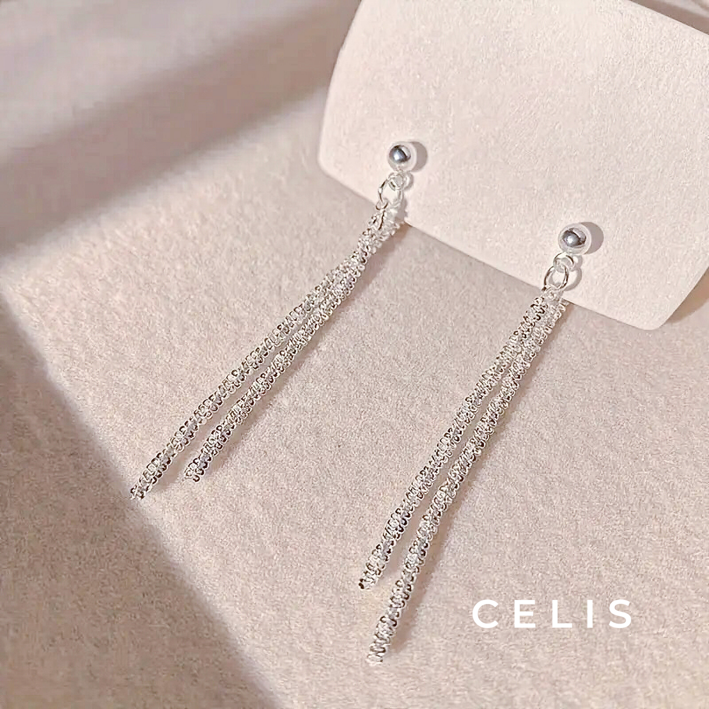 Diamond Cut Tassel Chain Earrings