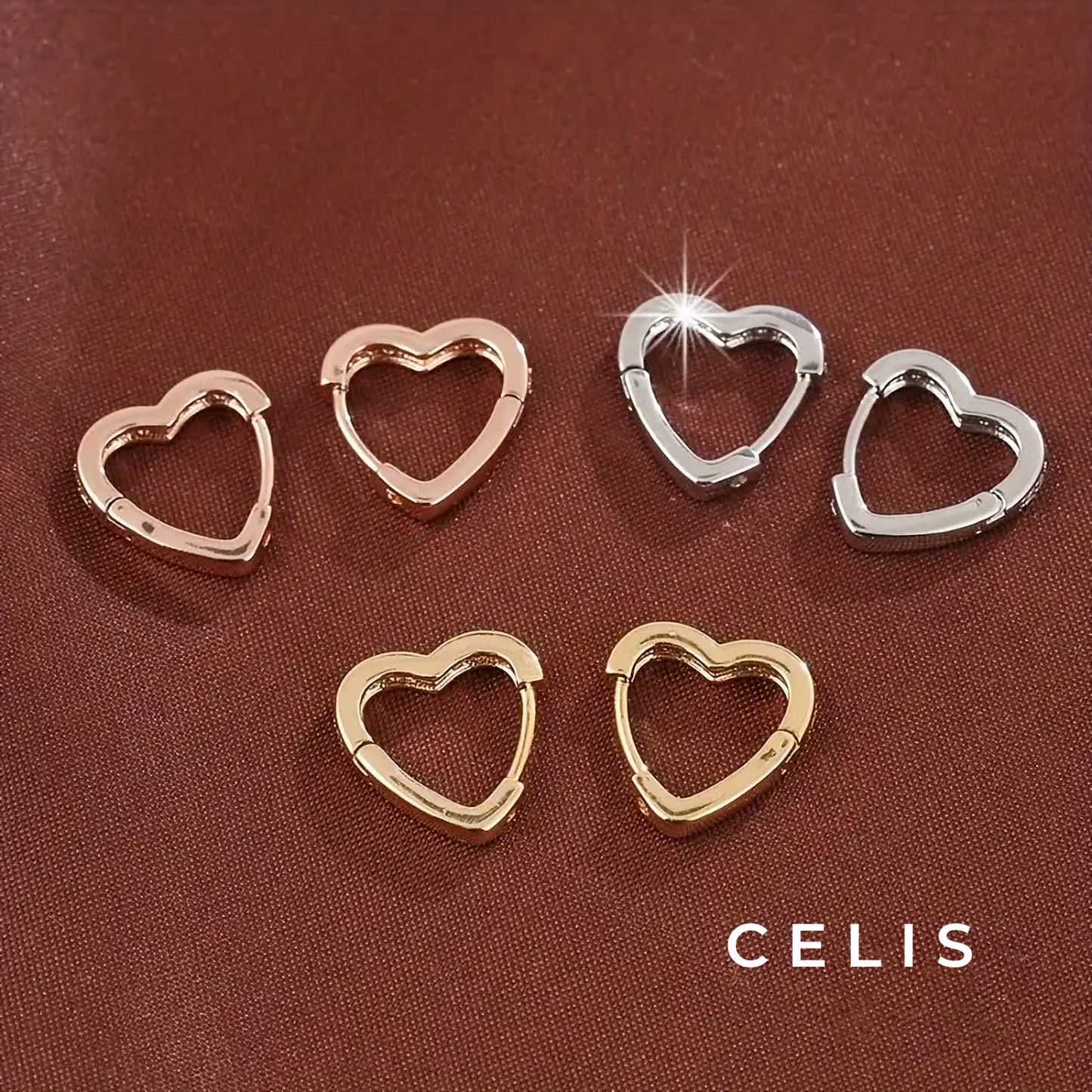 Heart Zirconia Hoop Earrings
