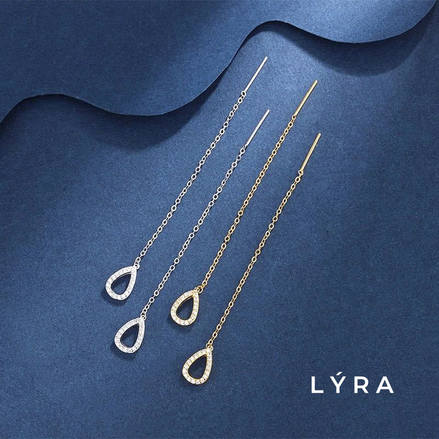 Zirconia Tassel Chain Earrings