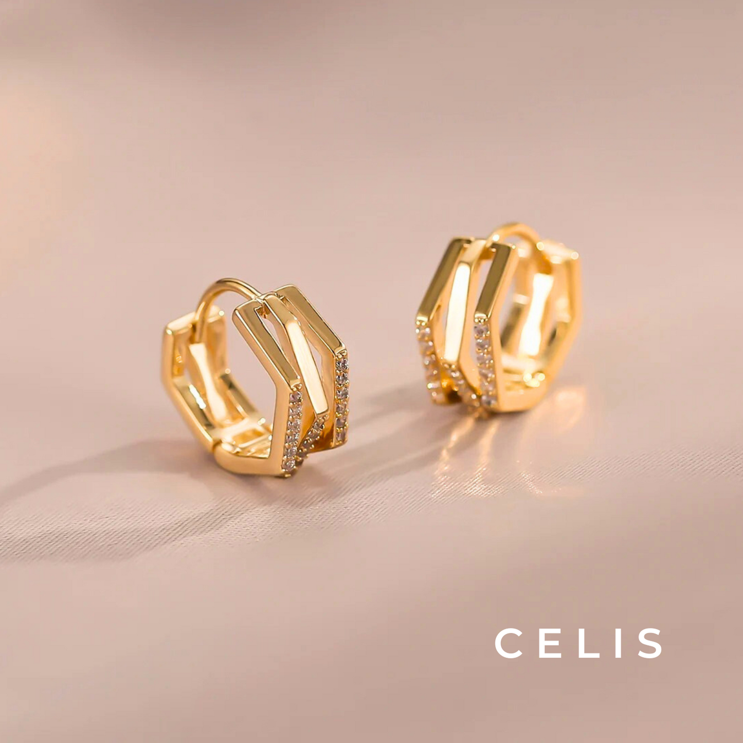 Zirconia Layered Hoop Earrings