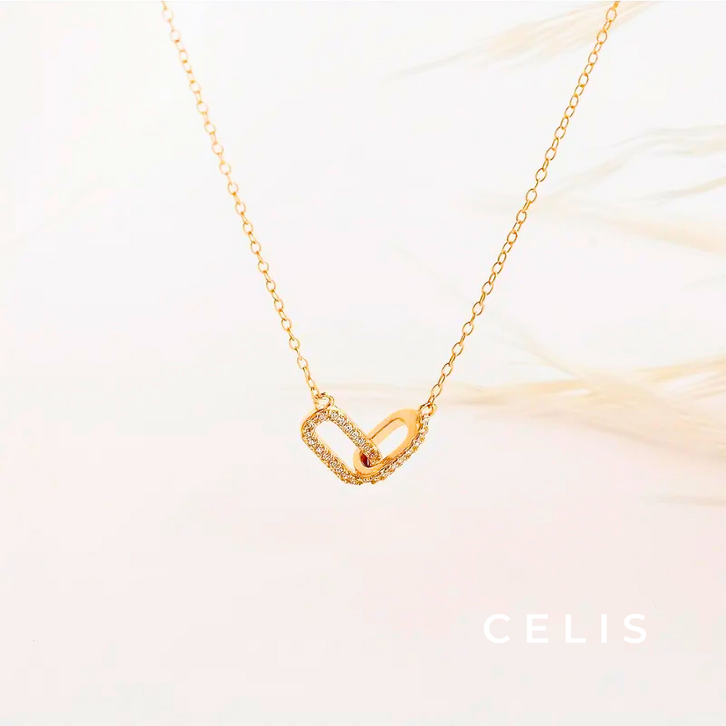 Double Ring Zirconia Necklace