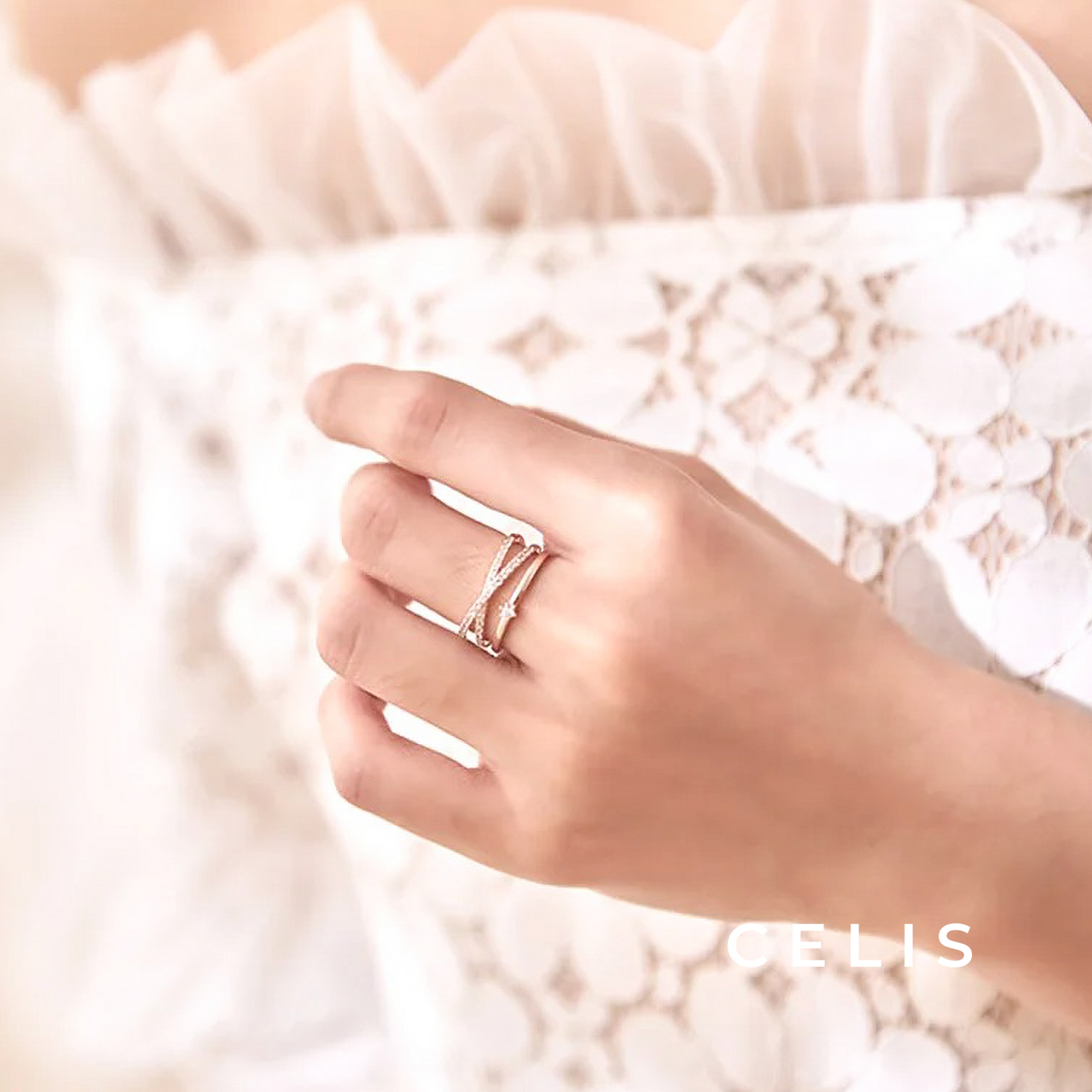 Cross Glitter Zirconia Ring