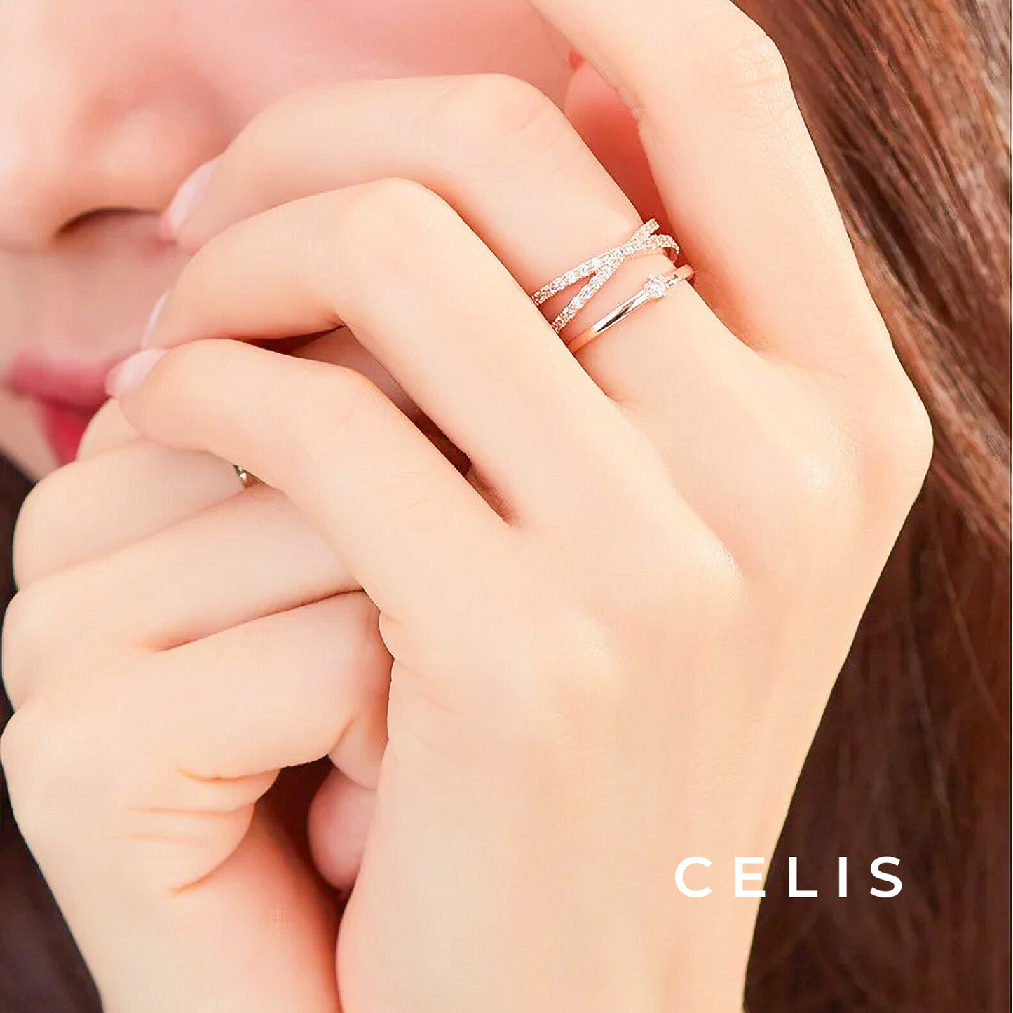 Cross Glitter Zirconia Ring