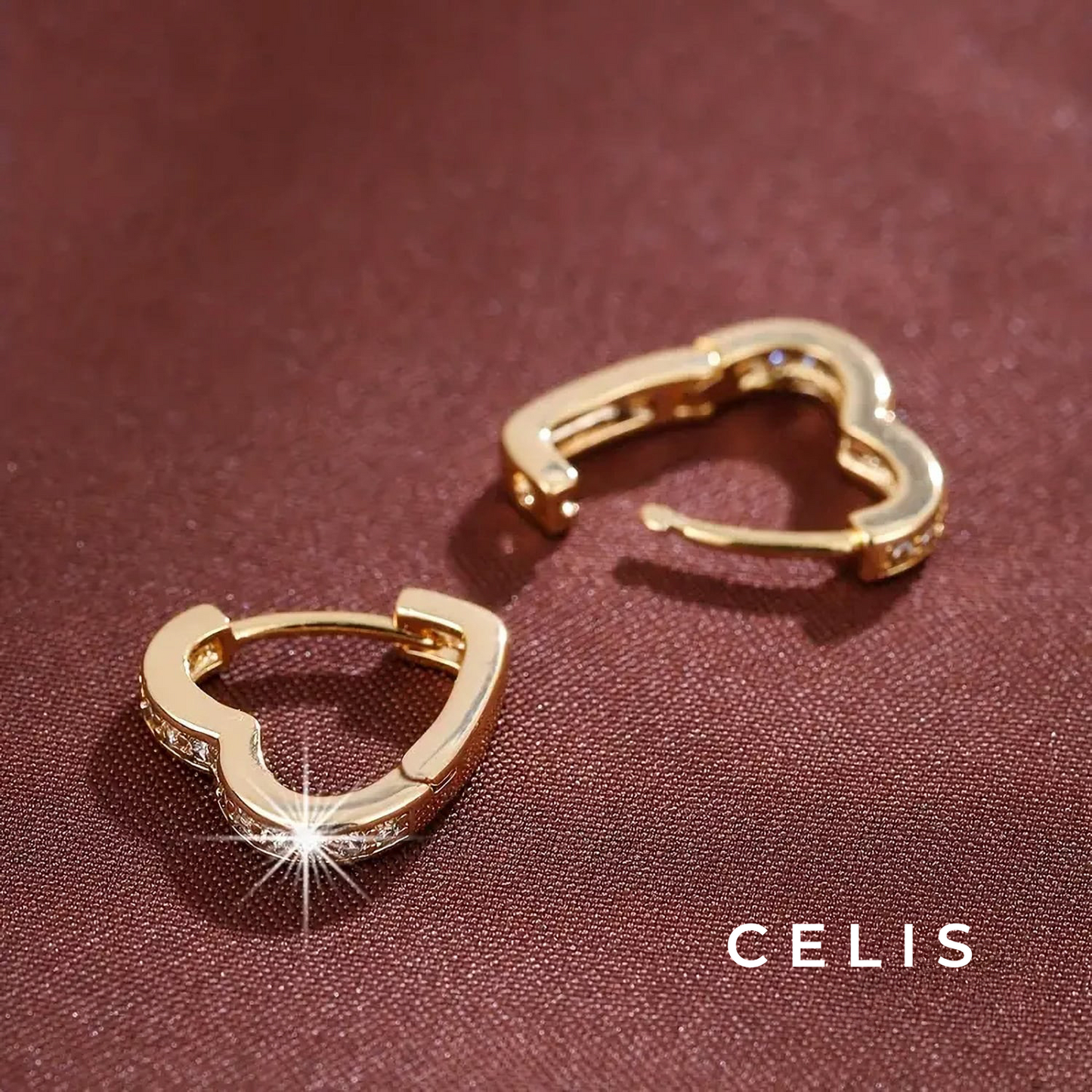 Heart Zirconia Hoop Earrings