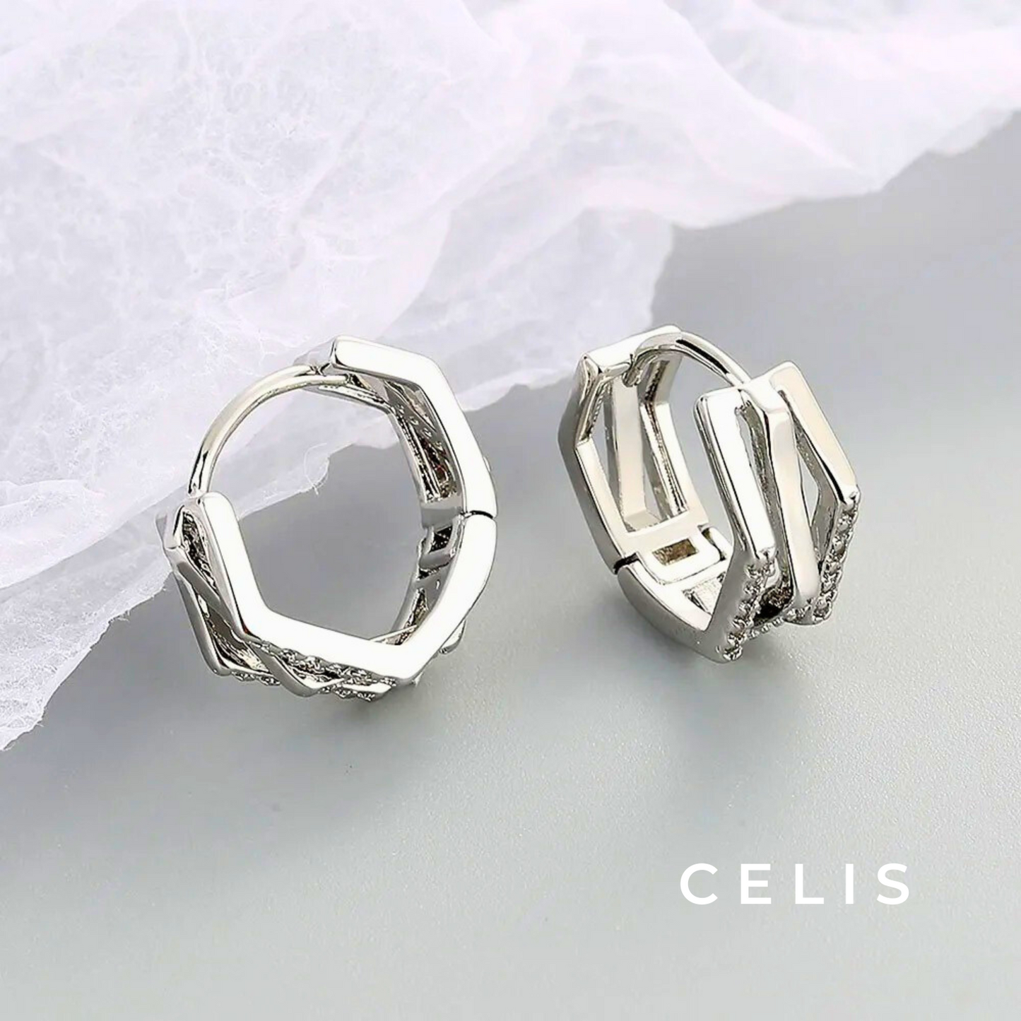Zirconia Layered Hoop Earrings
