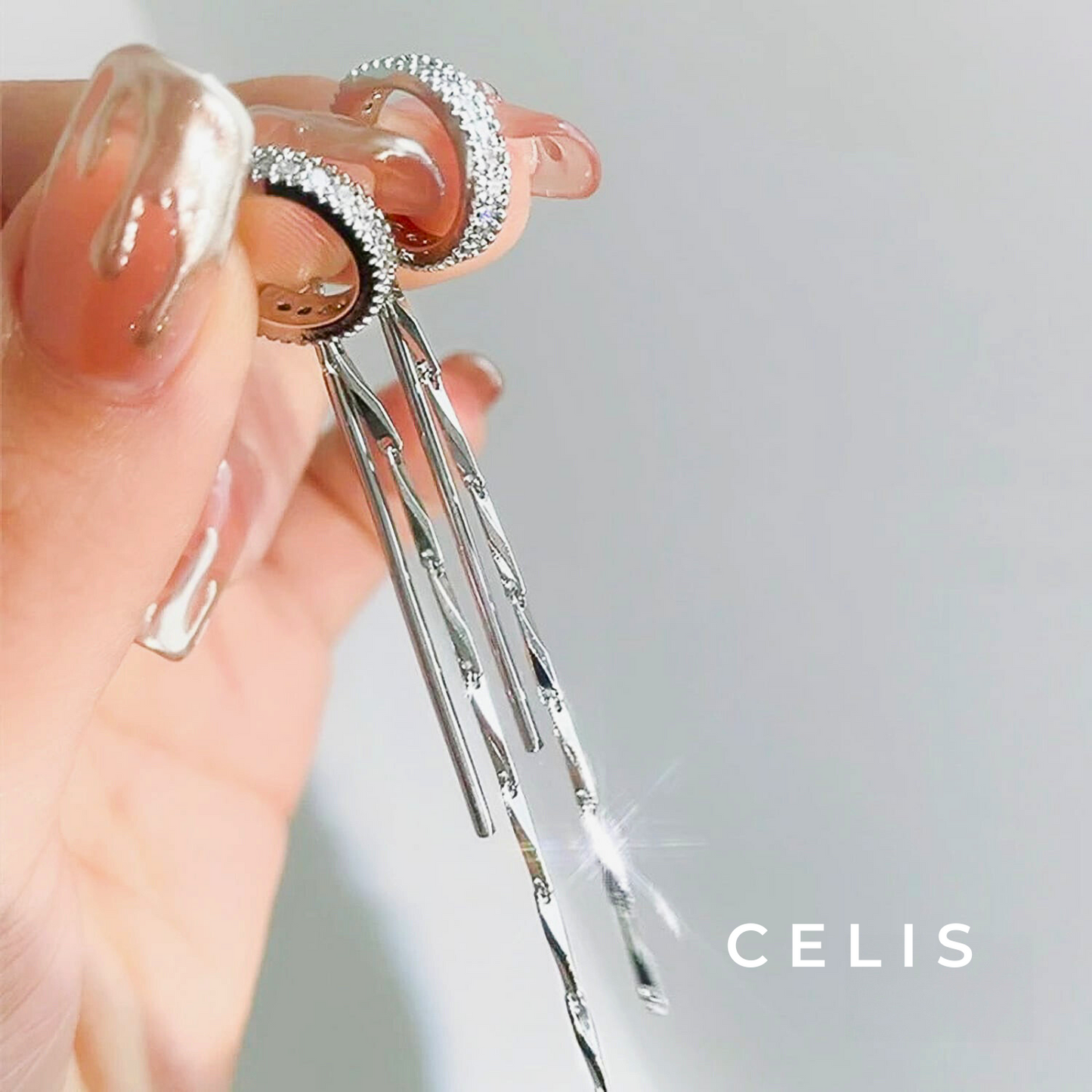 Zirconia Long Chain Ear Cuff