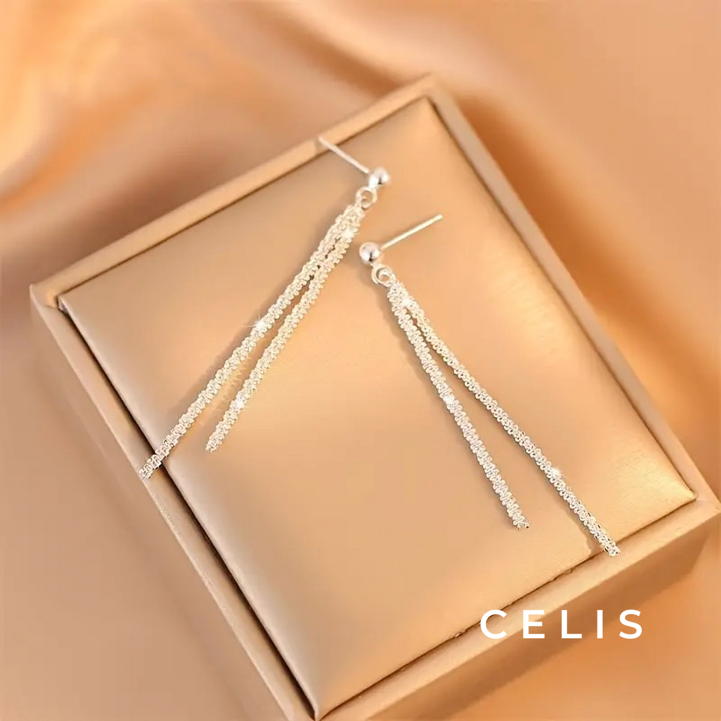 Diamond Cut Tassel Chain Earrings