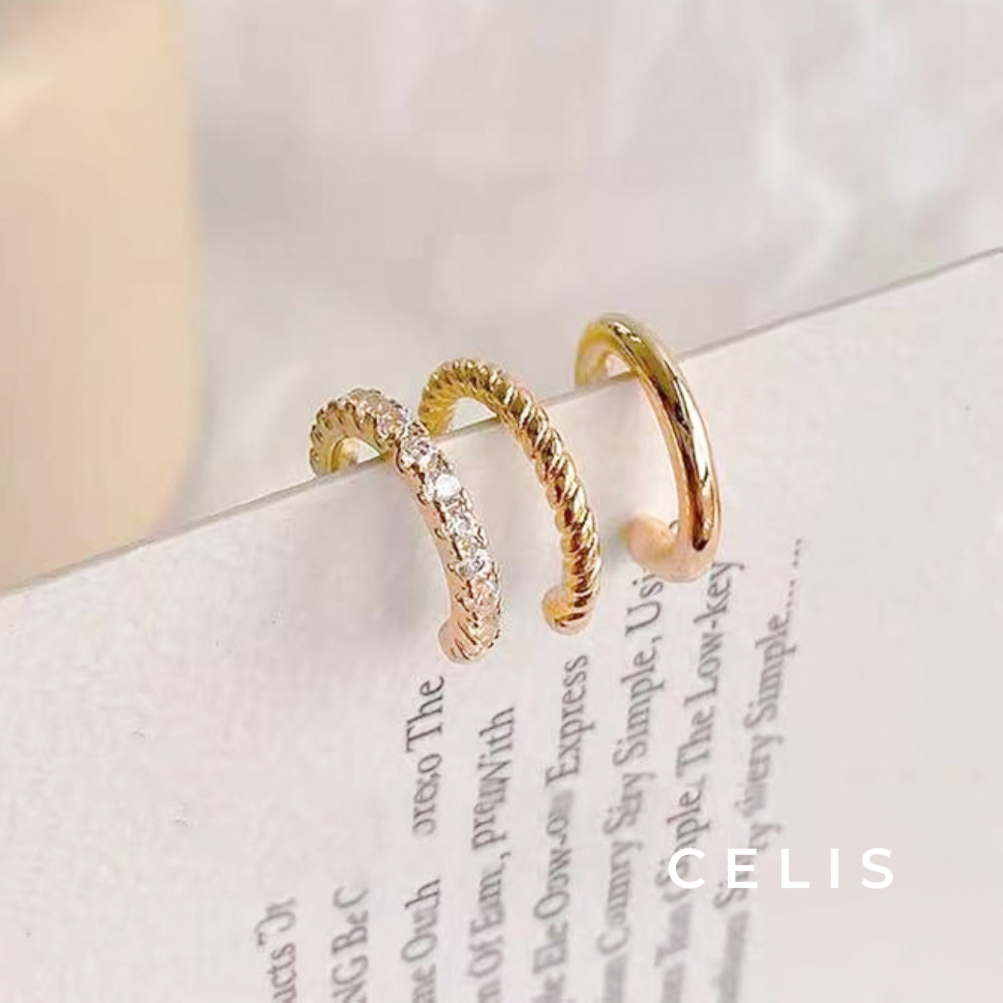 Simple Hoop Ear Cuff 3 Piece Set