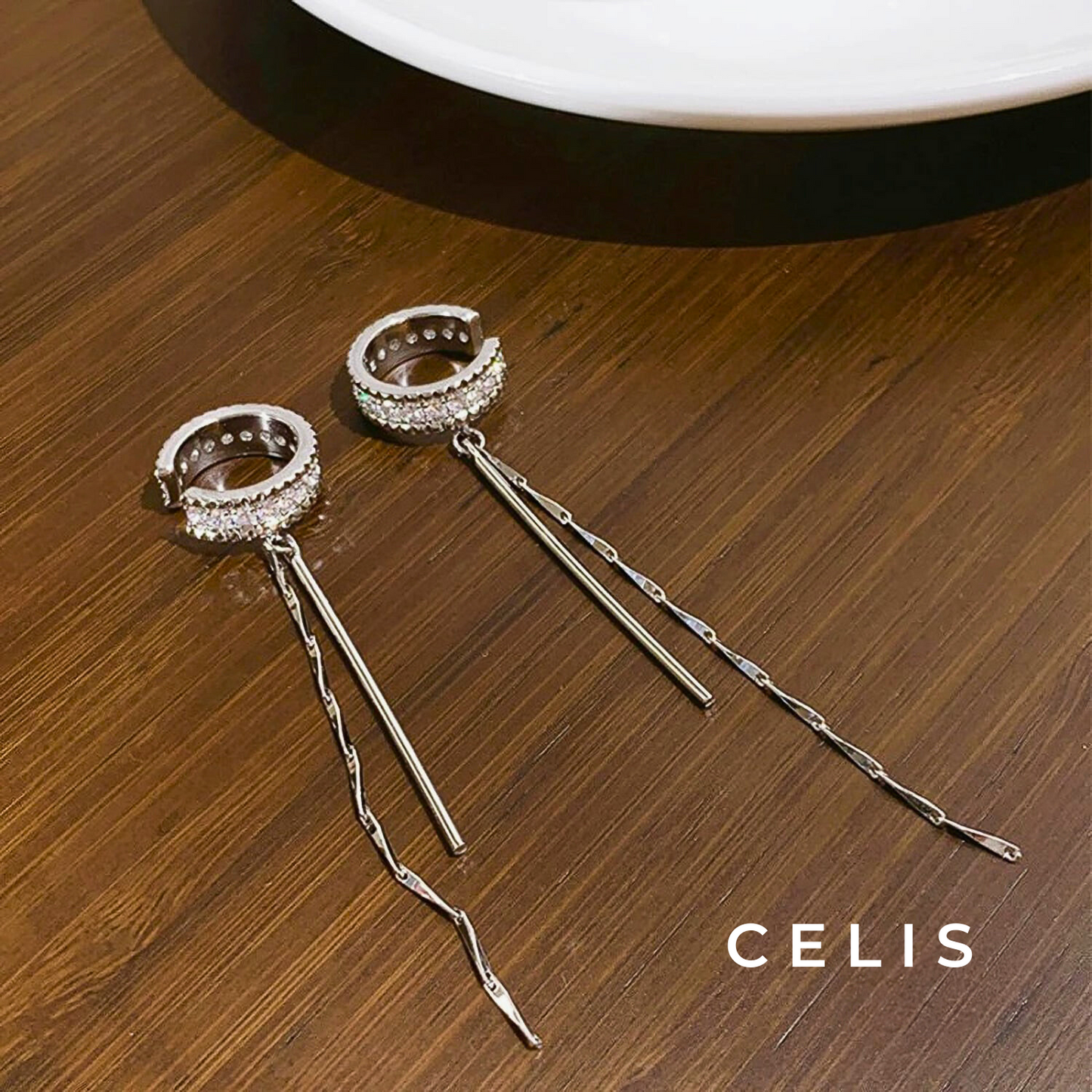 Zirconia Long Chain Ear Cuff