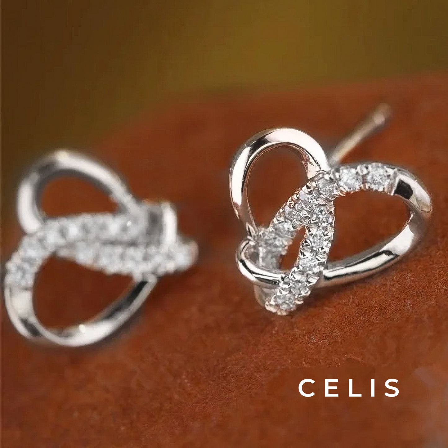 Twisted Heart Zirconia Earrings