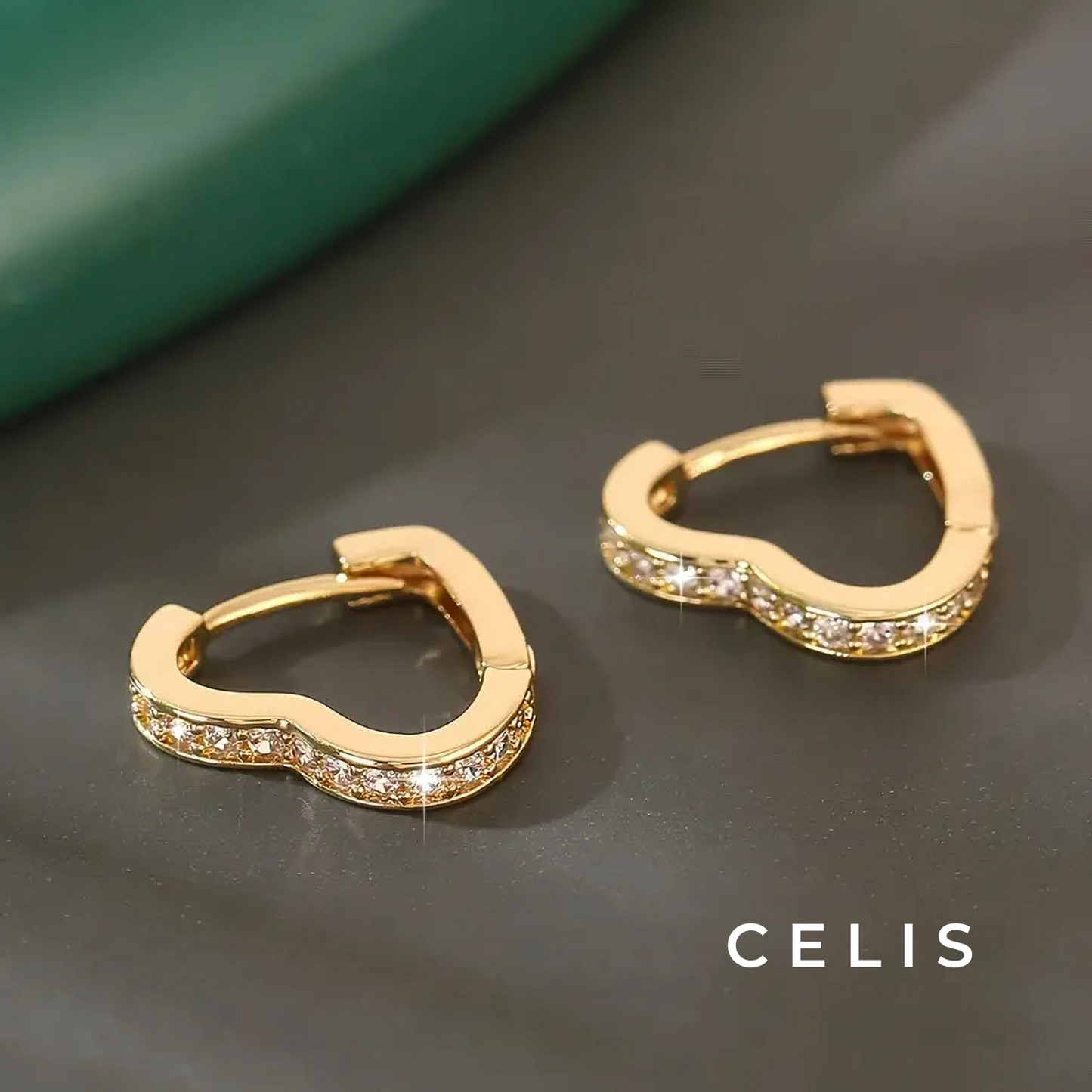 Heart Zirconia Hoop Earrings