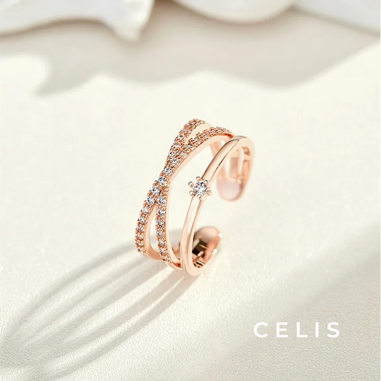 Cross Glitter Zirconia Ring