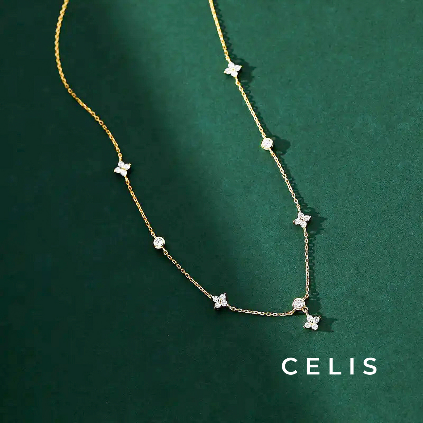 Clover Zirconia Chain Necklace