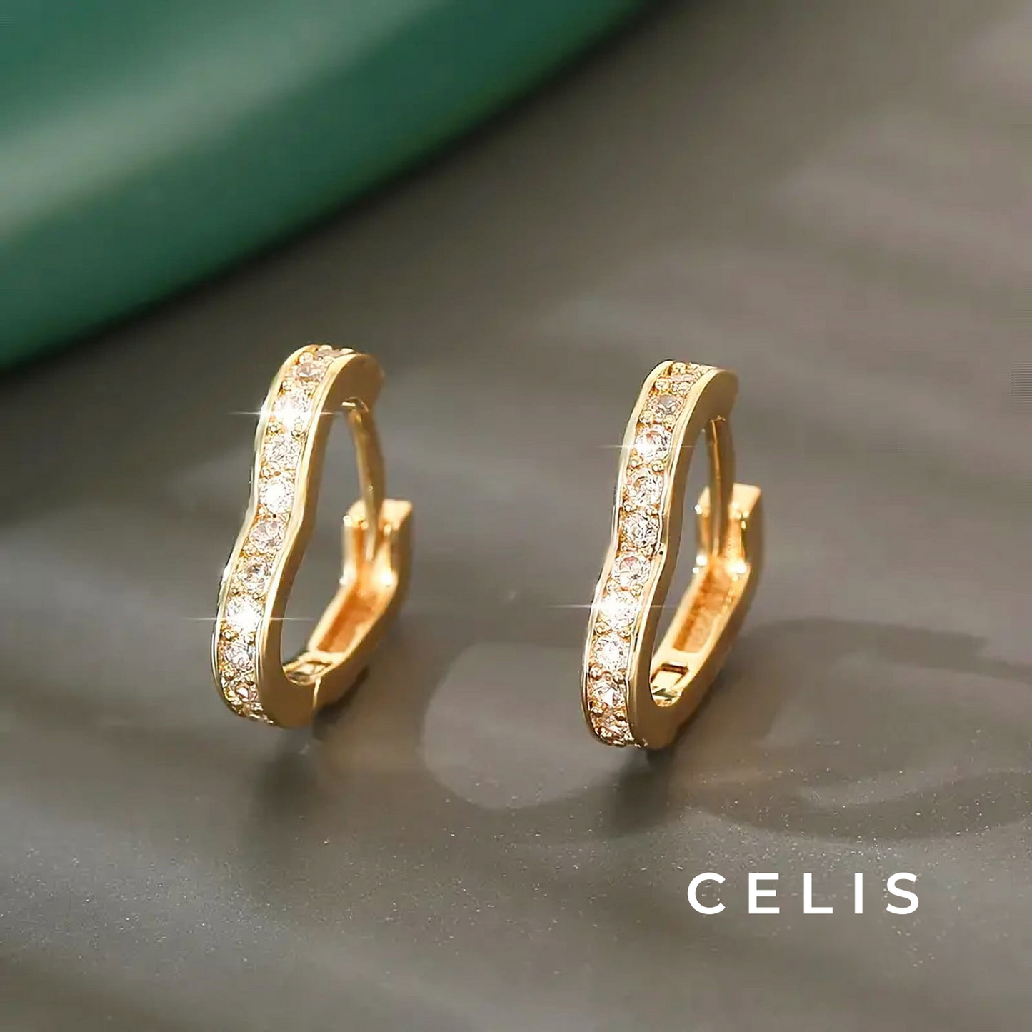 Heart Zirconia Hoop Earrings