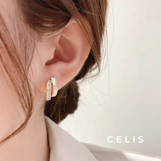 Double Line Zirconia Earrings