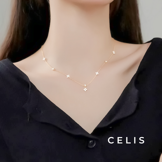 Clover Zirconia Chain Necklace