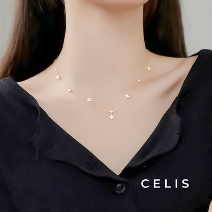 Clover Zirconia Chain Necklace
